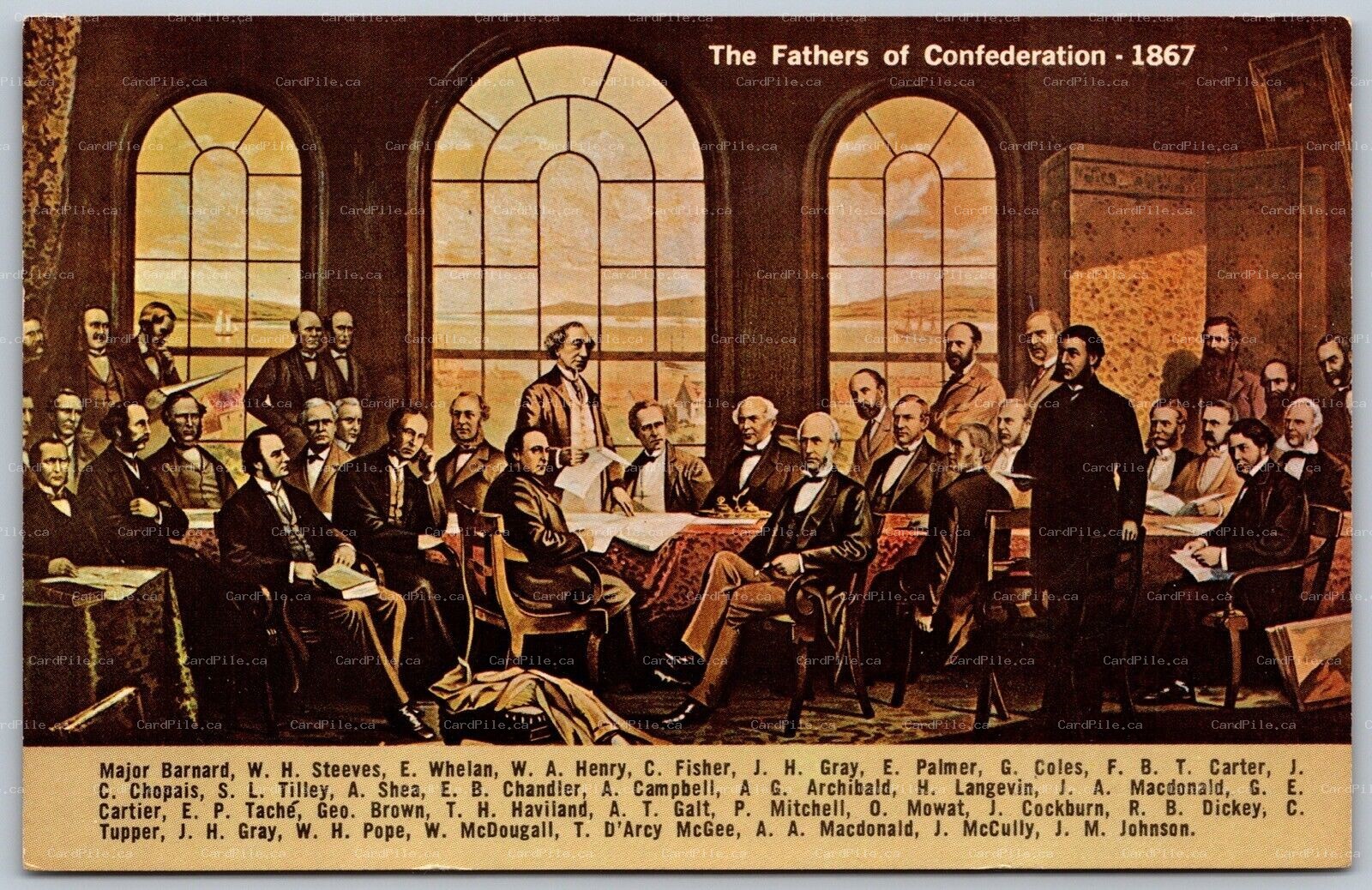 Postcard c1950s Greetings From Port Rowan ONT Patriotic Fathers of Confederation