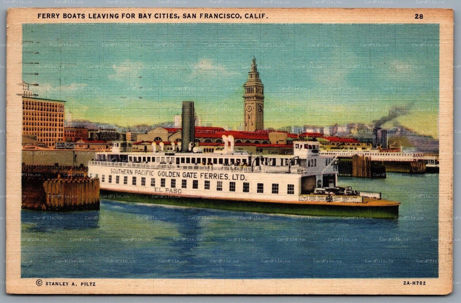 Postcard San Francisco CA c1936 Ferry Boats Leaving For Bay Cities 