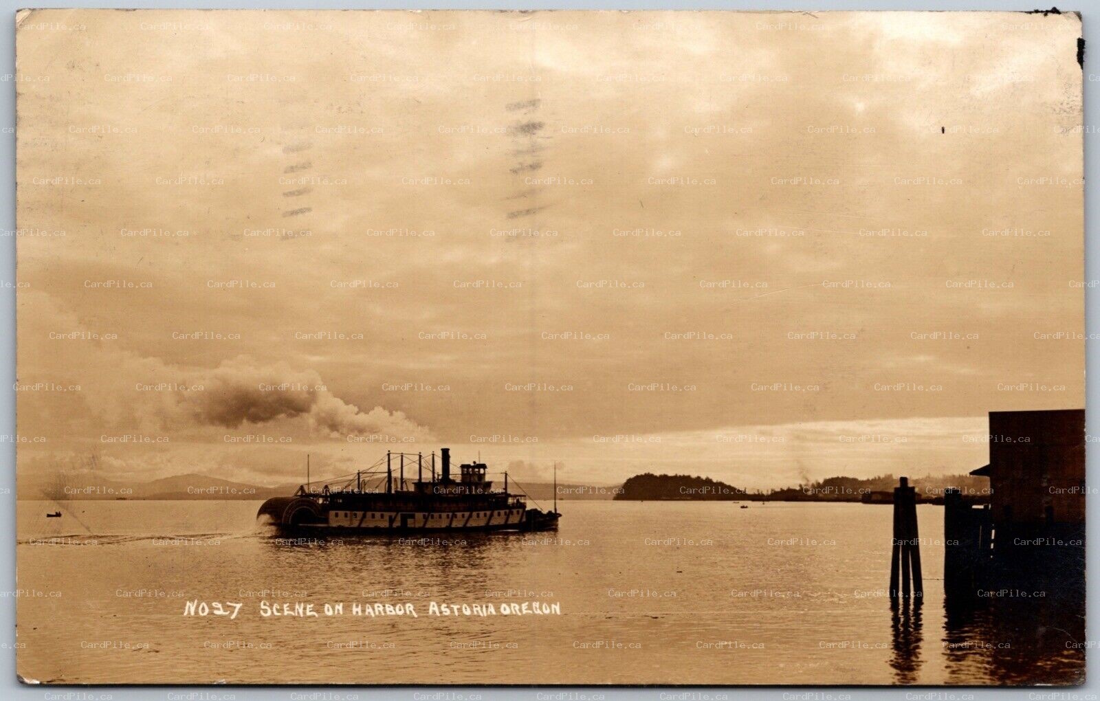RPPC c1915 Astoria Oregon Scene on Harbor Sternwheeler Ferry Steamer by Patton
