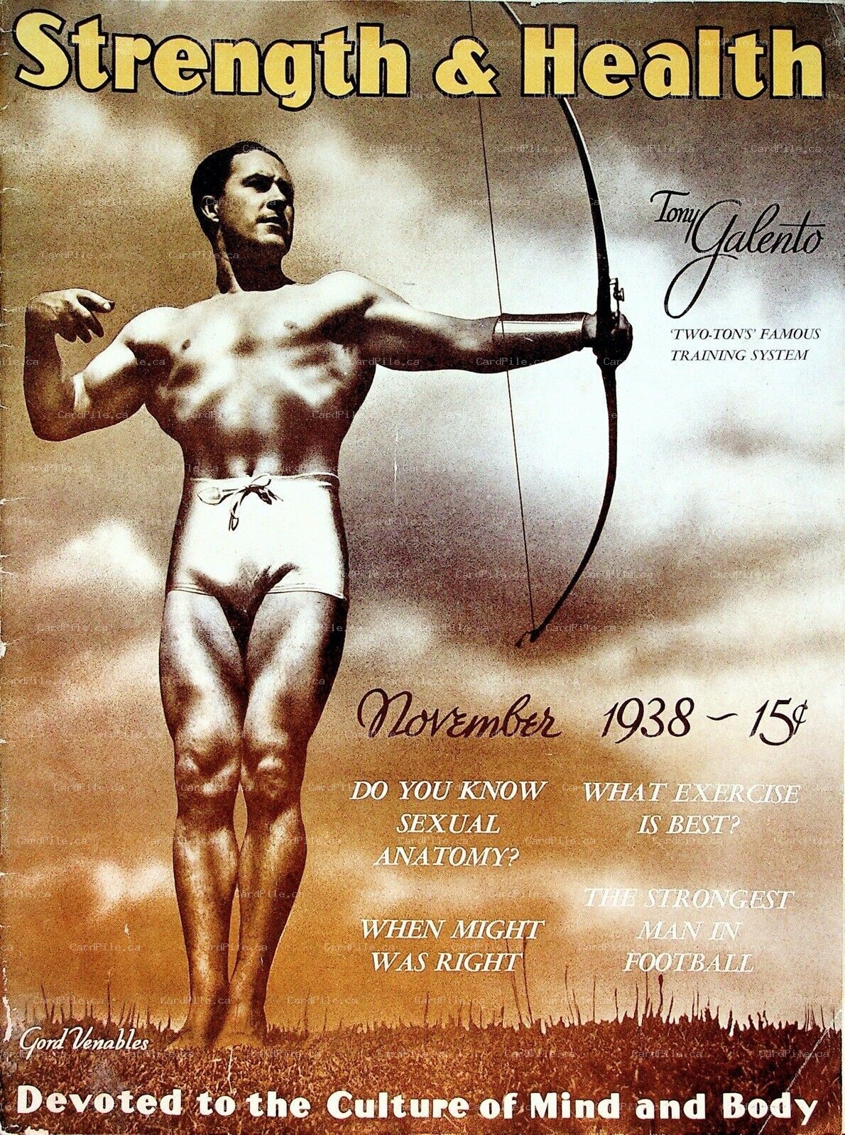 VINTAGE 1938 Strength and Health Magazine Tony Galento Weightlifting News Advert