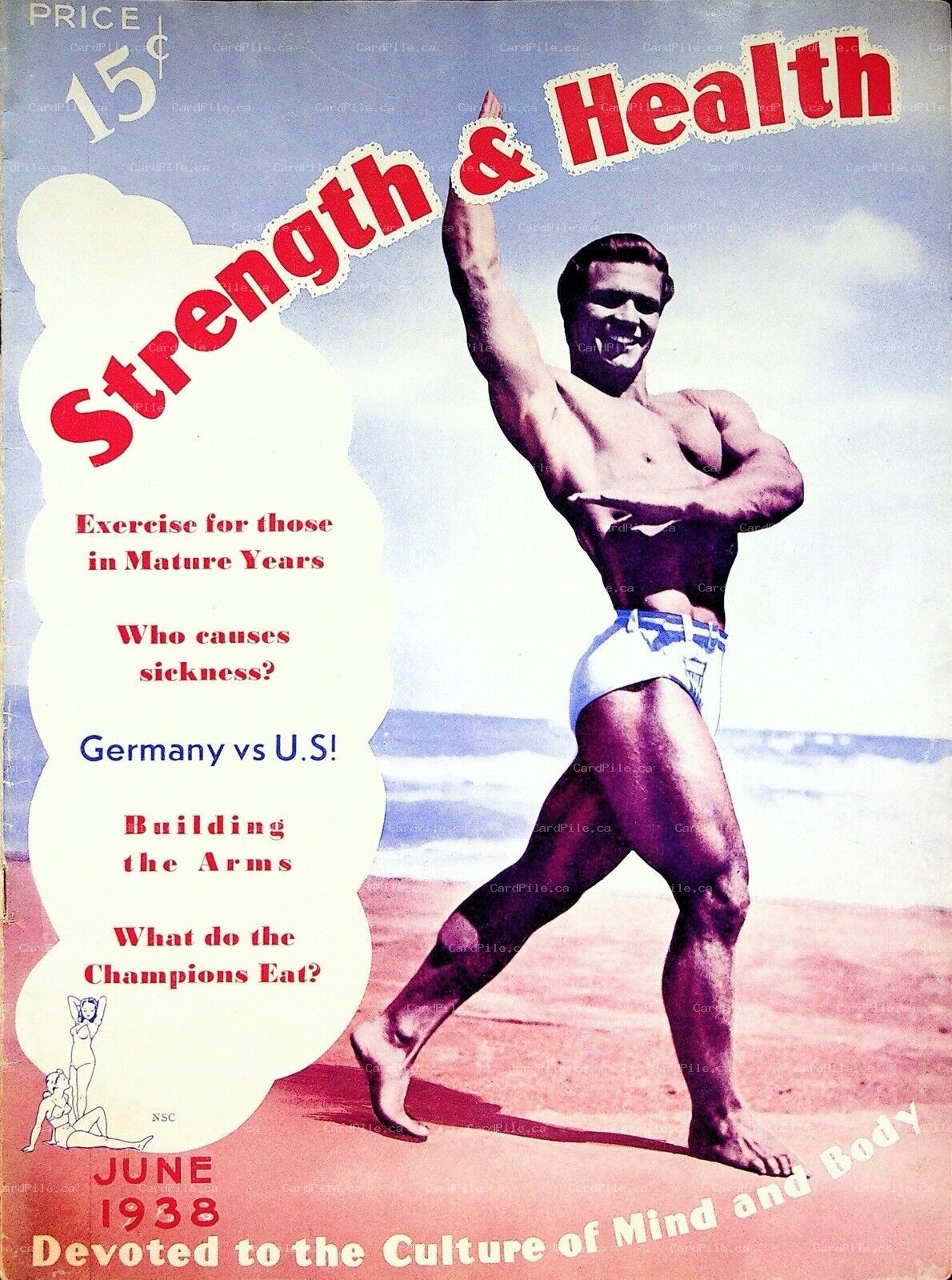 VINTAGE 1938 Strength and Health Magazine Jules Parent Weightlifting News Advert