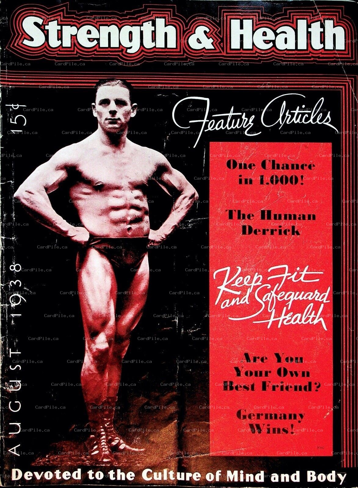 VINTAGE 1938 Strength and Health Magazine Human Derrick Weightlifting News