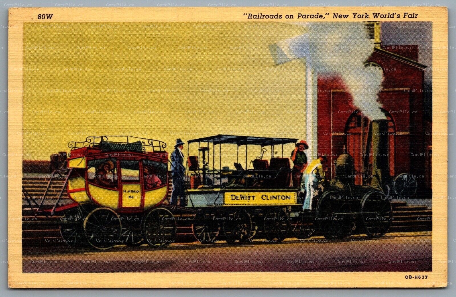 Postcard New York City NY c1940s Railroads On Parade DeWitt Clinton NYWF