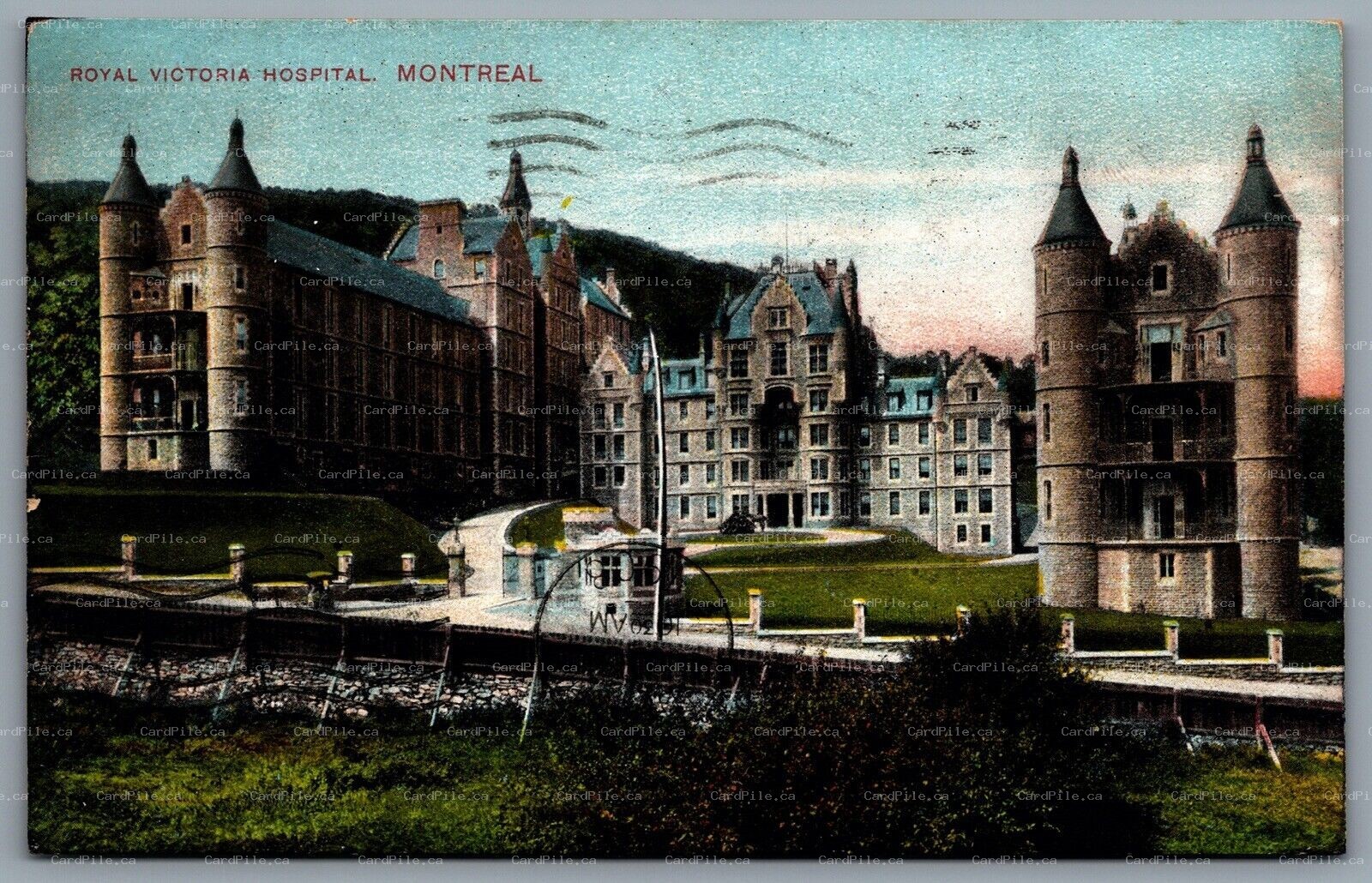 Postcard Montreal Canada c1908 Royal Victoria Hospital MUHC CDS Cancel