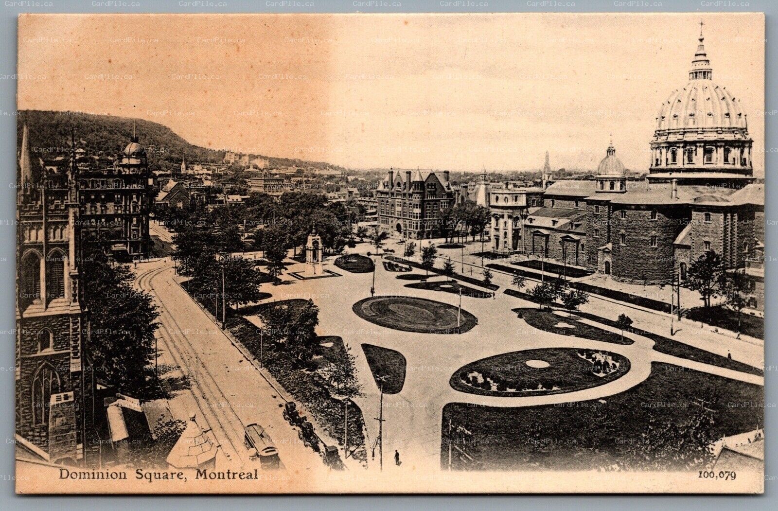 Postcard Montreal Canada c1910s Dominion Square Birds Eye View