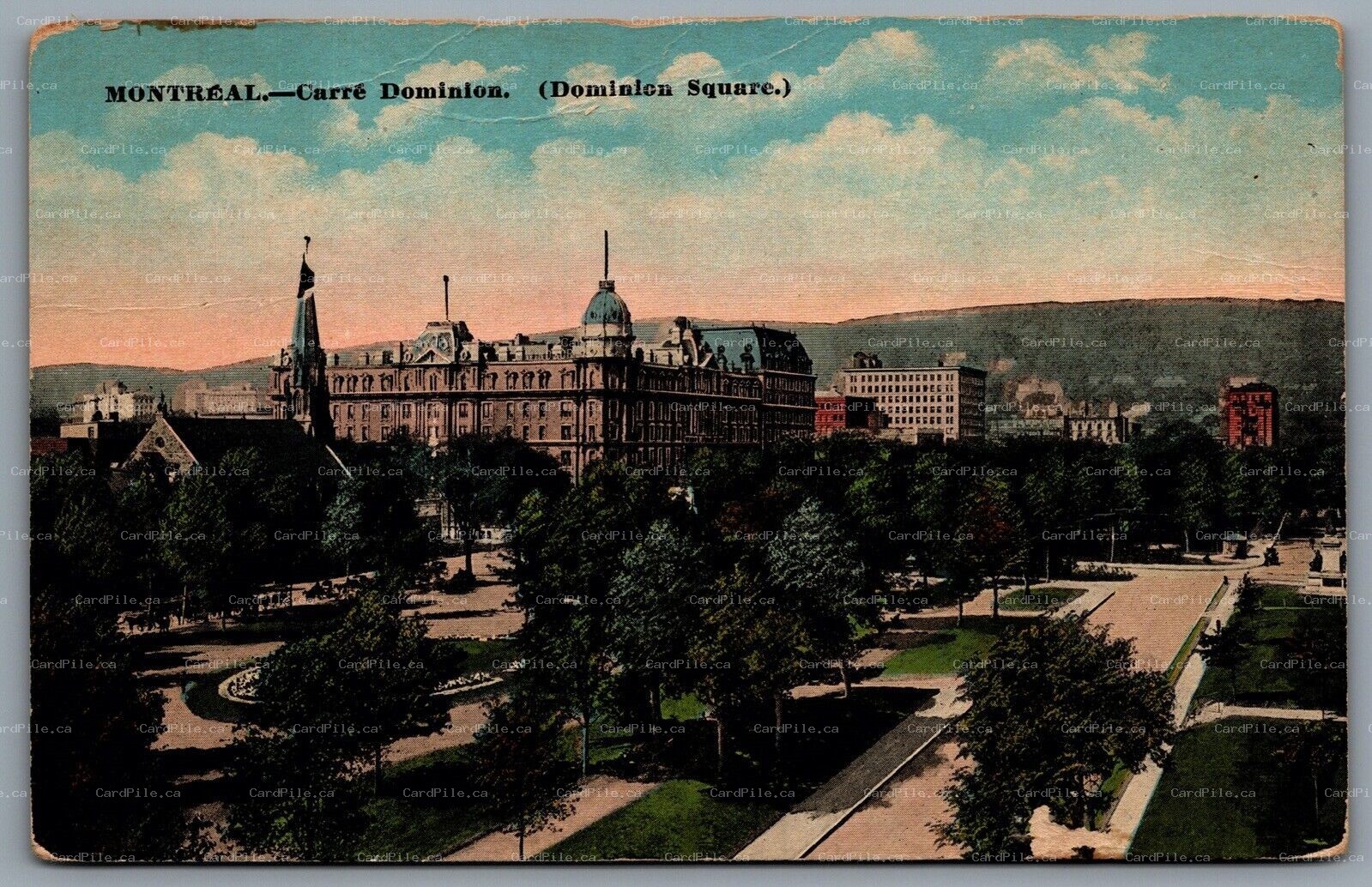 Postcard Montreal Canada c1910s Dominion Square Carré Dominion