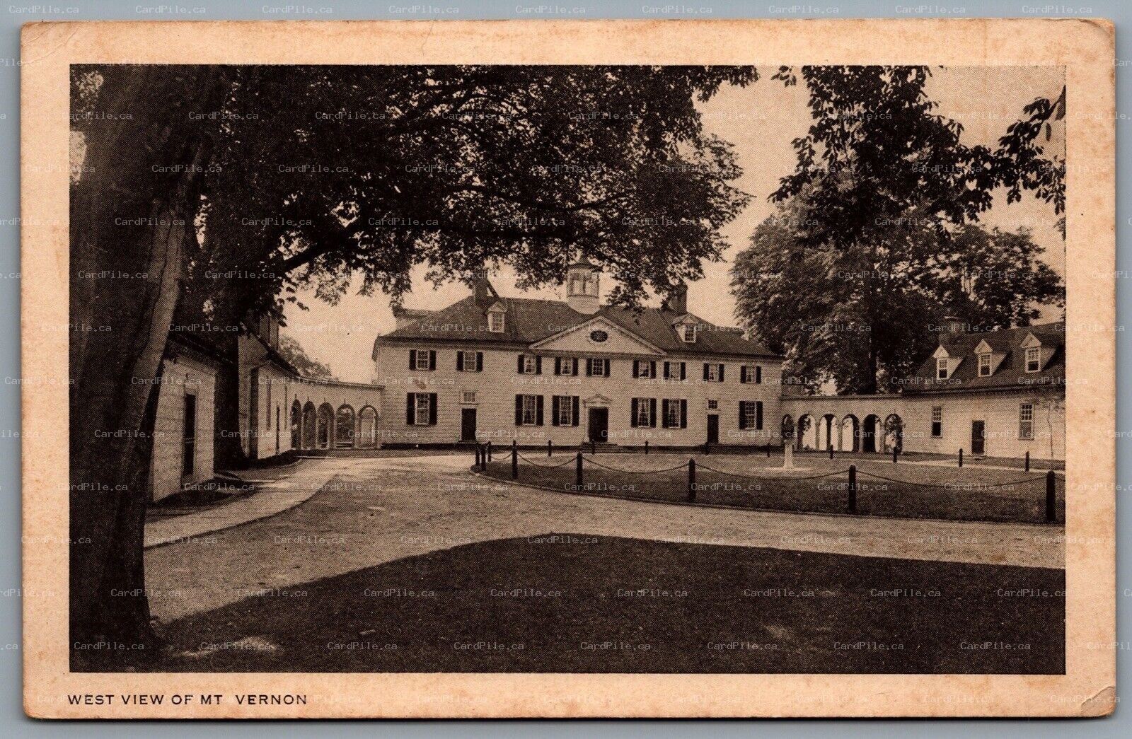 Postcard Mt. Vernon Virginia c1930s West View of Mt Vernon Fairfax County
