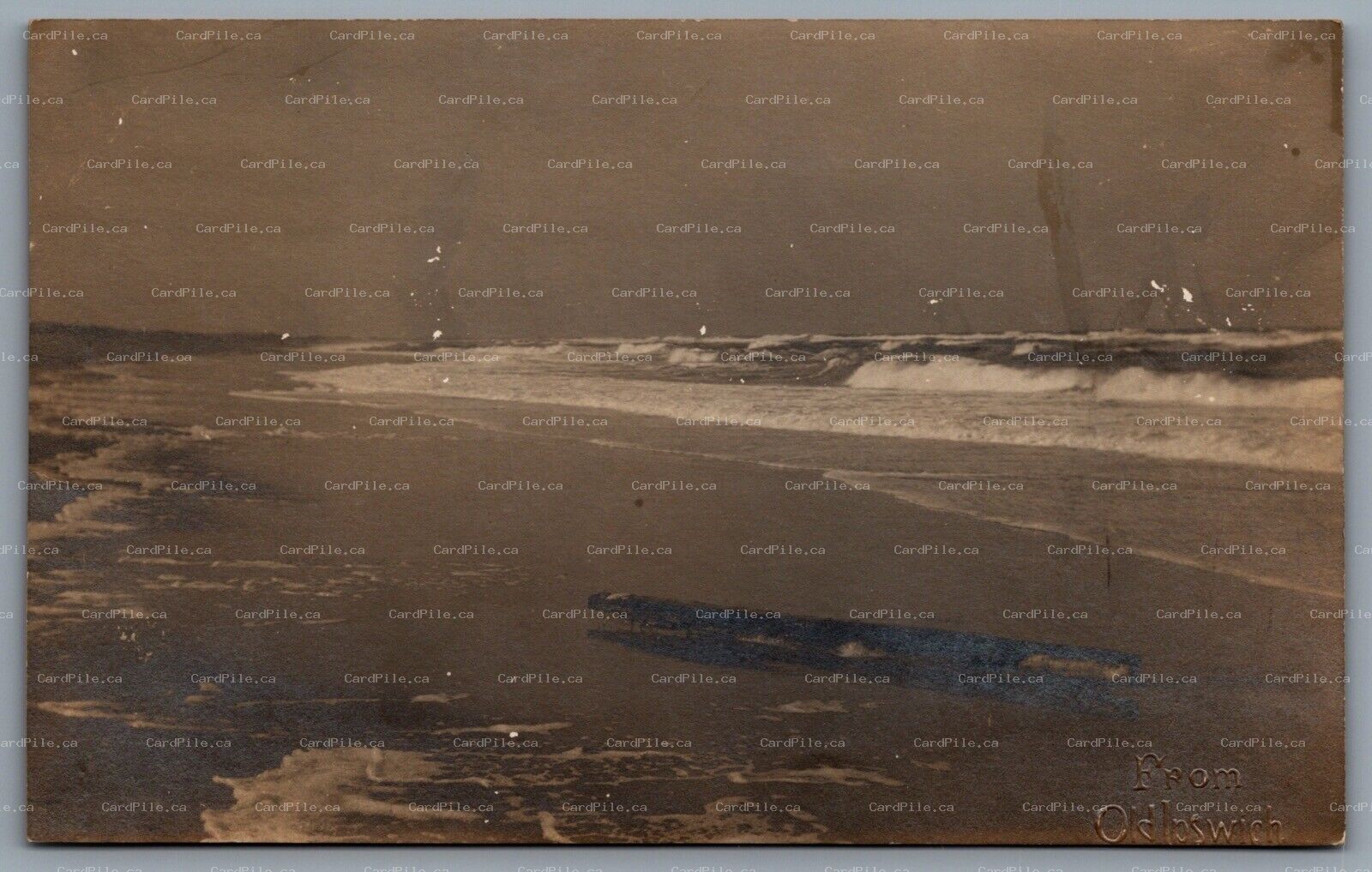 Postcard RPPC c1910s Ipswich UK View of Beach Ocean Surf Scenic Landscape