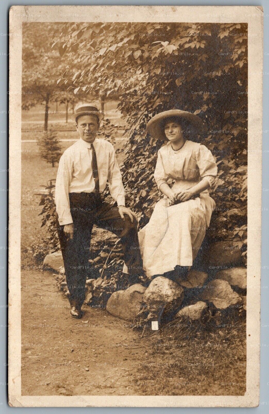 Postcard RPPC c1911 Winona Lake IN Photo Married Couple D. Van De Venter Studio