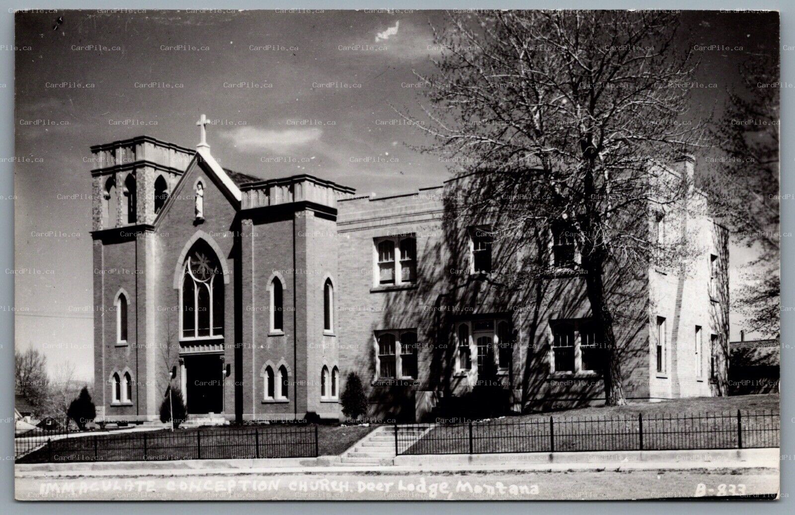 Postcard RPPC c1940s Deer Lodge MT Immaculate Conception Church