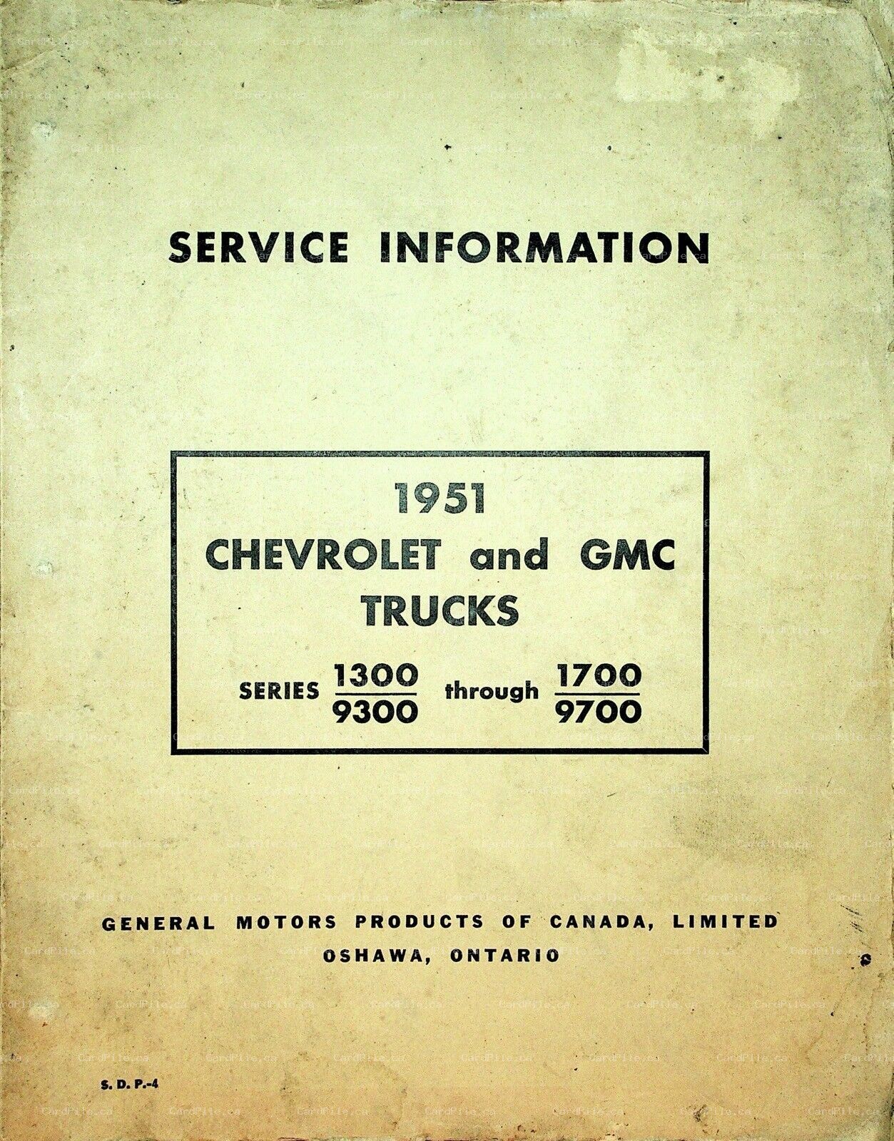 1951 Chevrolet & GMC Trucks Series 1300 to 9700 Service Information GM