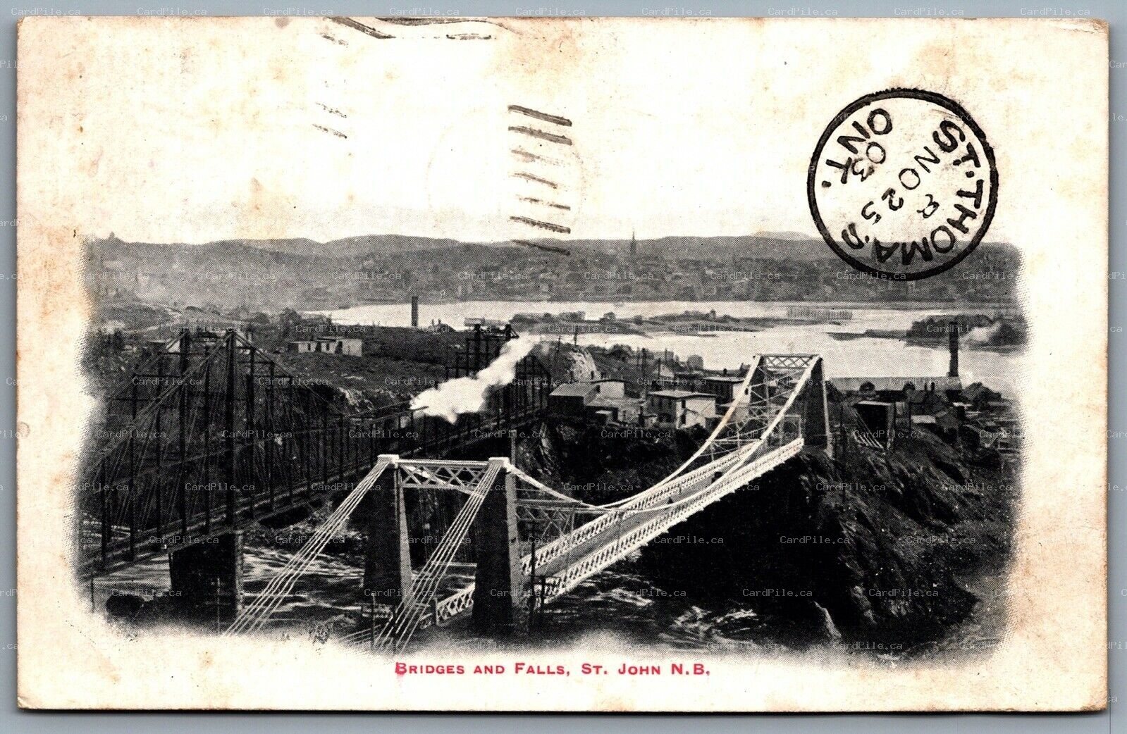 Postcard St. John New Brunswick c1903 Bridges and Falls Railroad