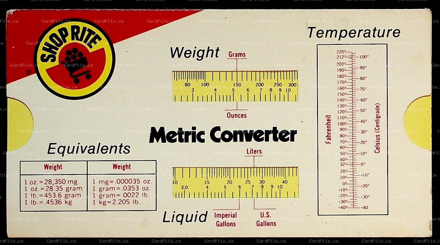 VTG 1978 Shop Rite Promotional Sliding Metric Converter Wakefern Food Company NJ