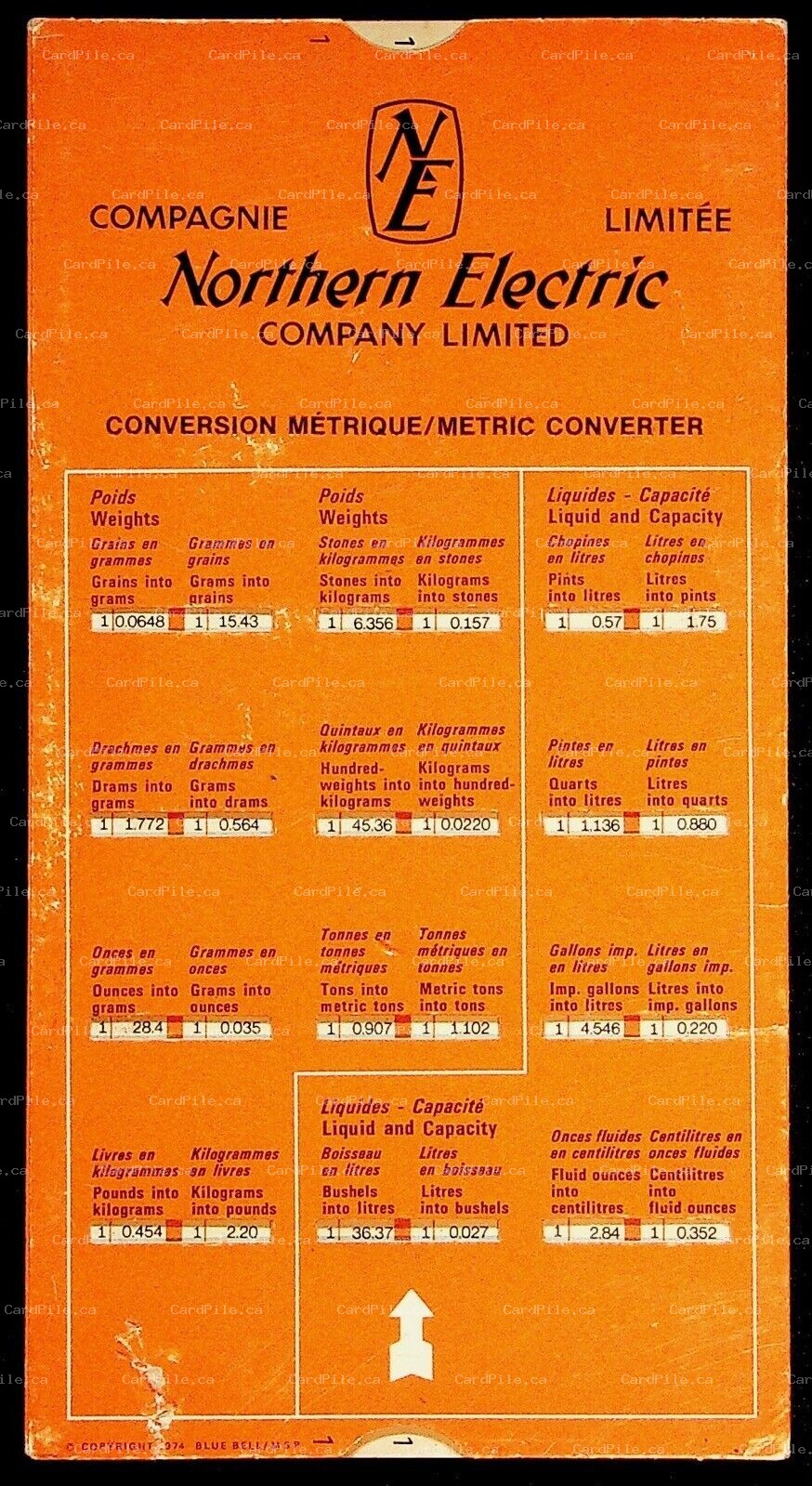 Vintage 1974 Northern Electric Company Sliding Metric Converter