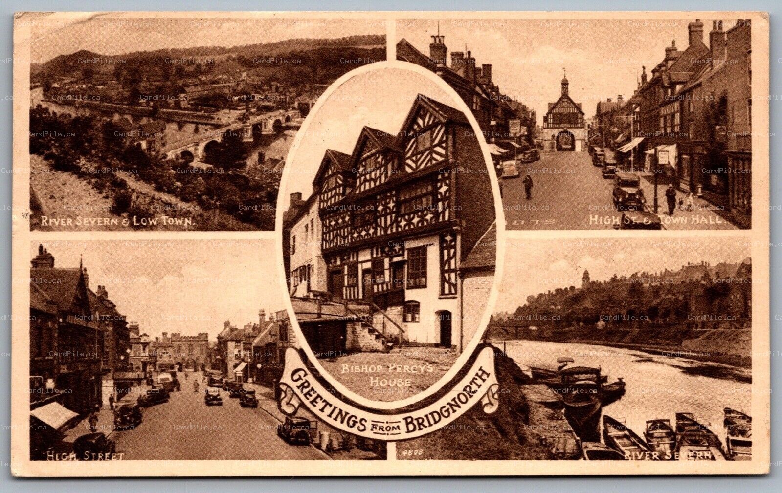 Postcard Bridgnorth UK c1947 Greetings from Bridgnorth Multi View