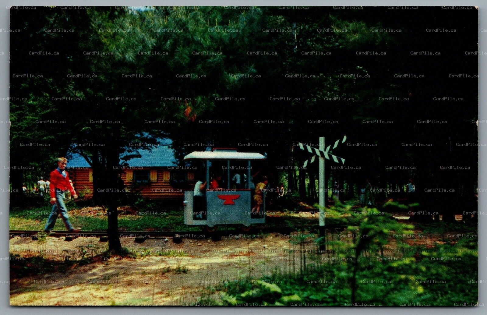 Postcard Muskoka ON c1970s Toonerville Trolley and Toy Shop Santas Village