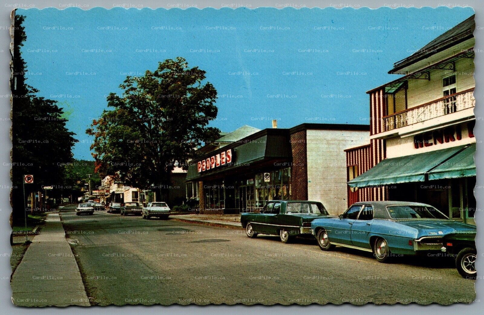 Postcard Kamouraska PQ c1970s Ville La Pocatiere La Rue Principale Old Cars Shop