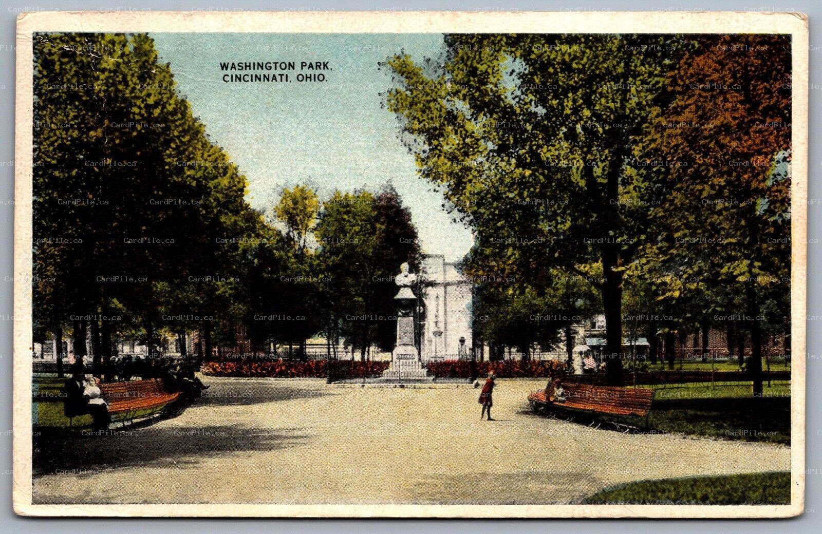 Postcard Cincinnati OH c1917 Washington Park White Border