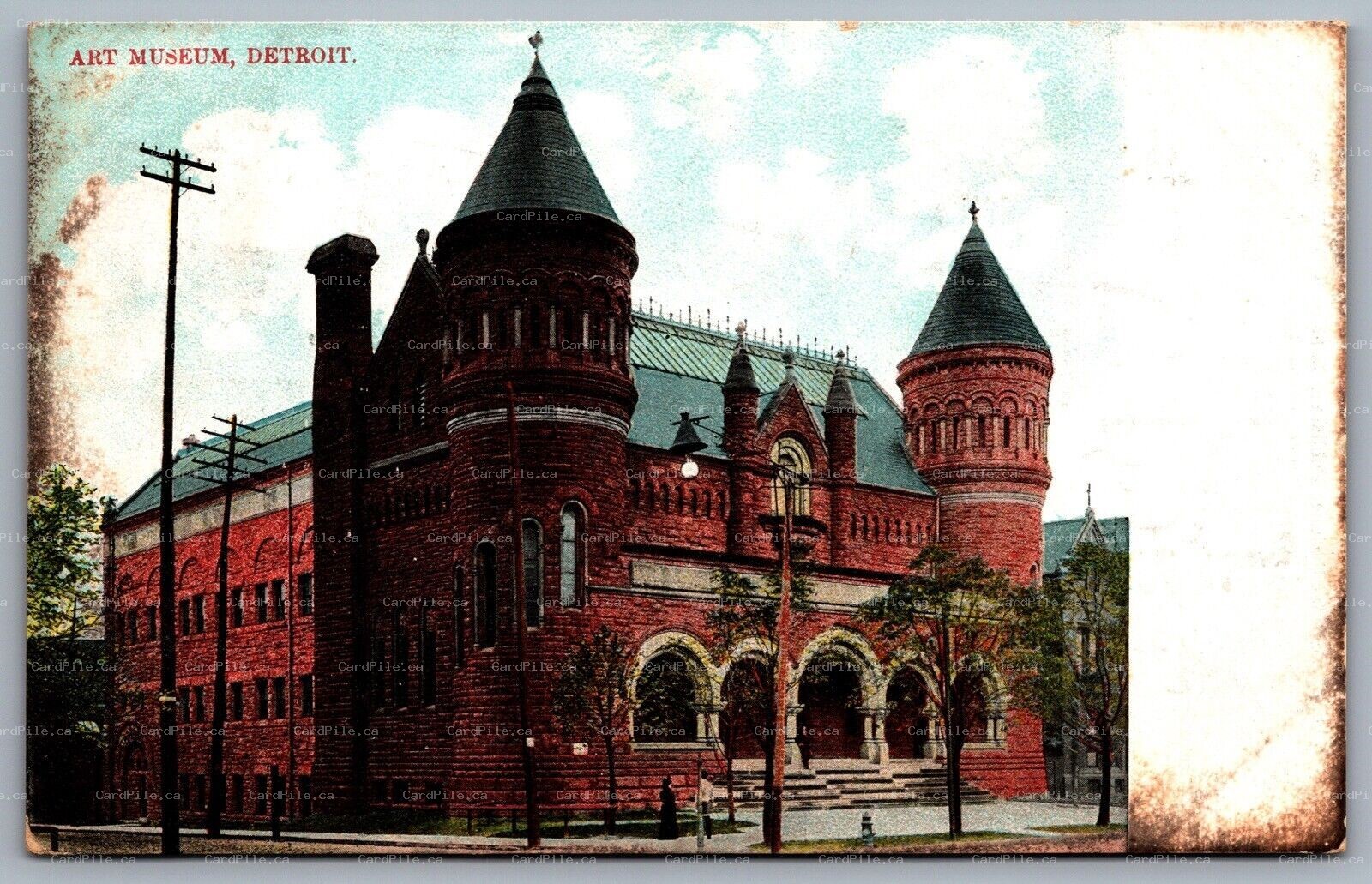Postcard Detroit MI c1908 Art Museum Building View Hellenic Museum of Michigan