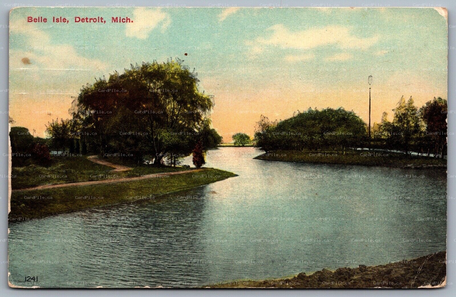 Postcard Detroit MI c1911 Belle Isle Park View of Inlet