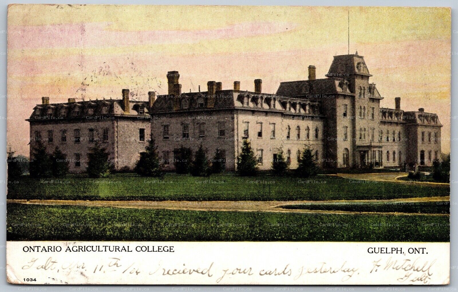 Postcard Guelph Ontario c1906 Ontario Agricultural College Wellington County