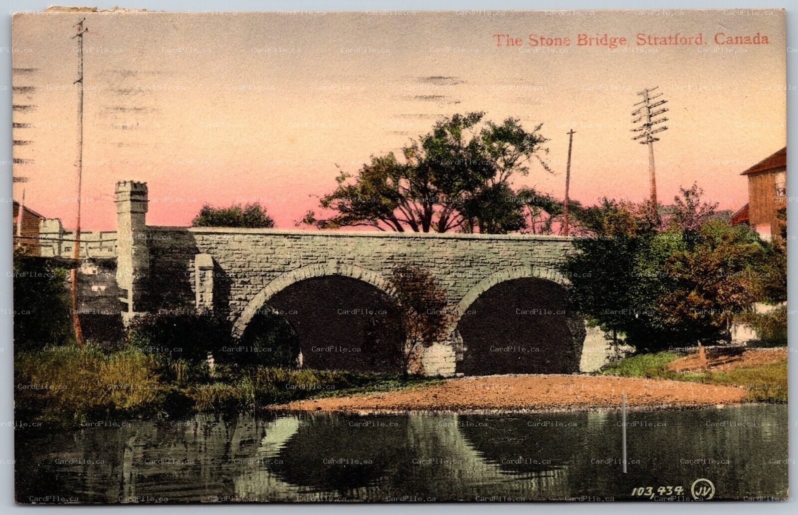 Postcard Stratford Ontario c1911 The Stone Bridge Perth County