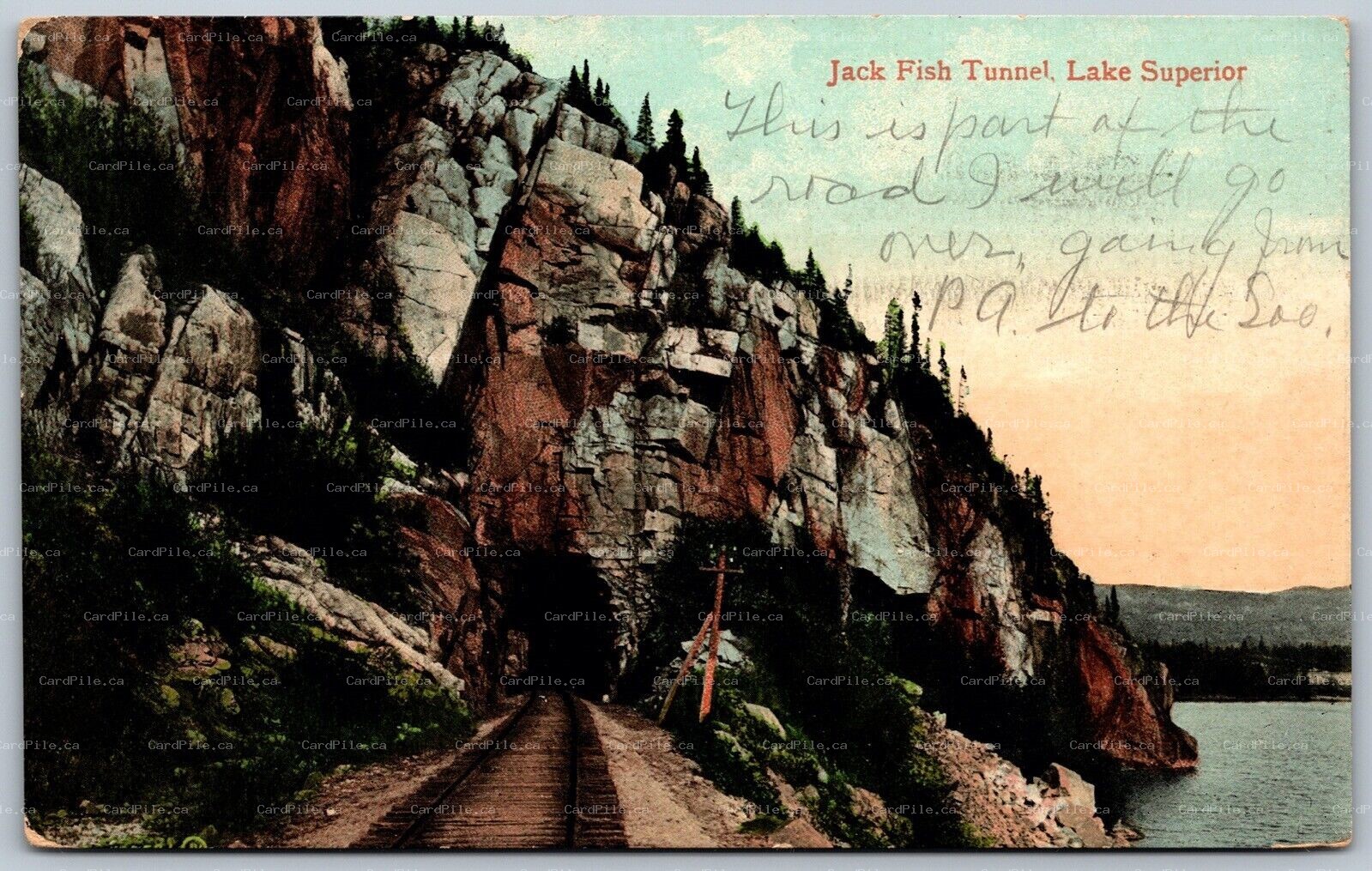 Postcard Jackfish Ontario c1908 Railroad Tunnel Lake Superior Ghost Town