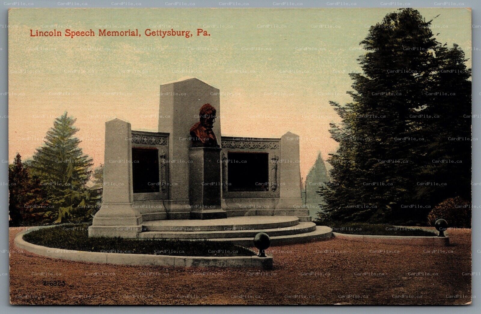 Postcard Gettysburg PA c1932 Lincoln Speech Memorial National Cemetery