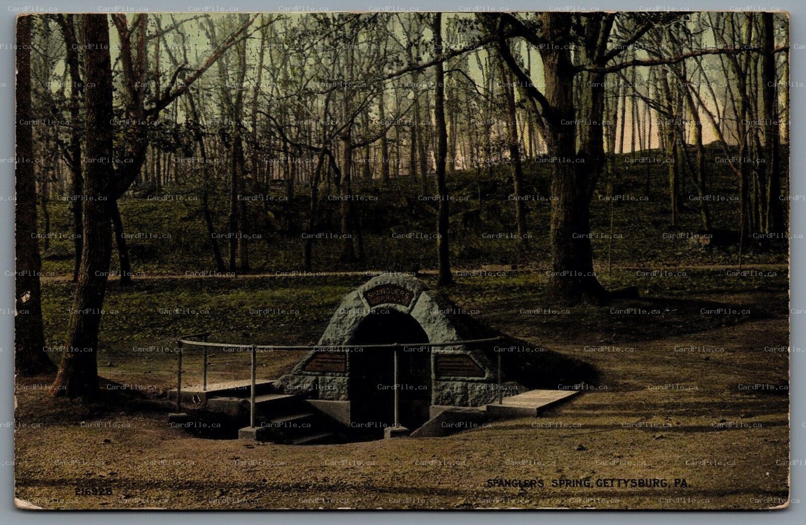 Postcard Gettysburg PA c1932 Spangler’s Spring South Base of Culp's Hill