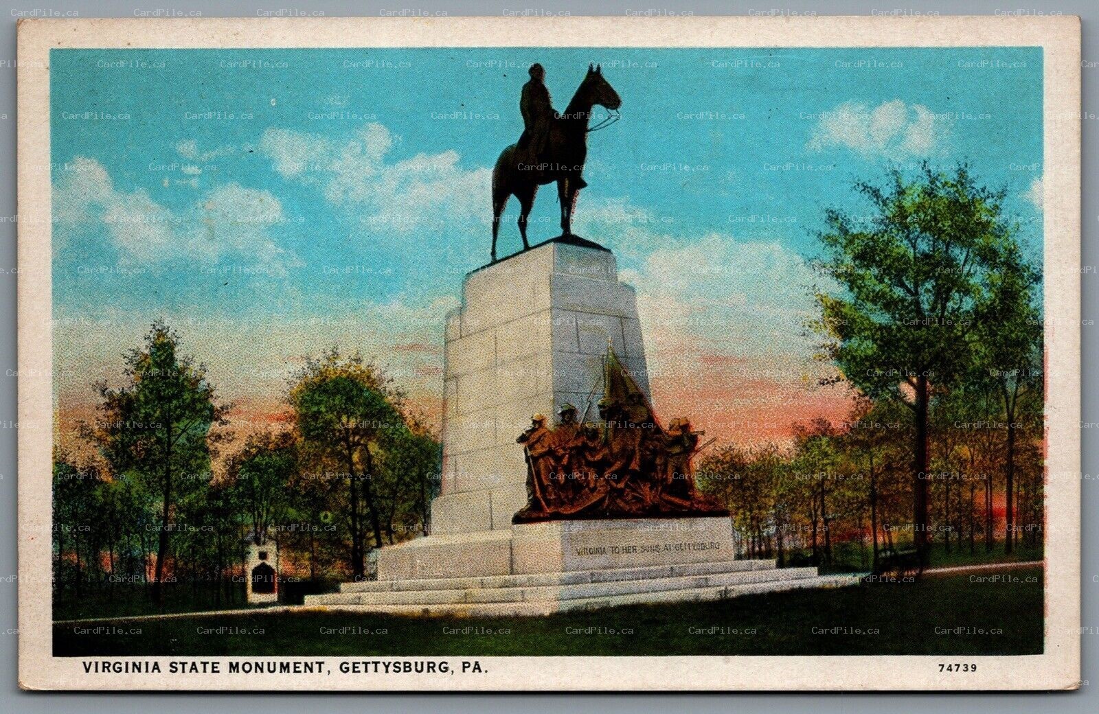 Postcard Gettysburg PA c1917 Virginia State Monument General Lee Statue