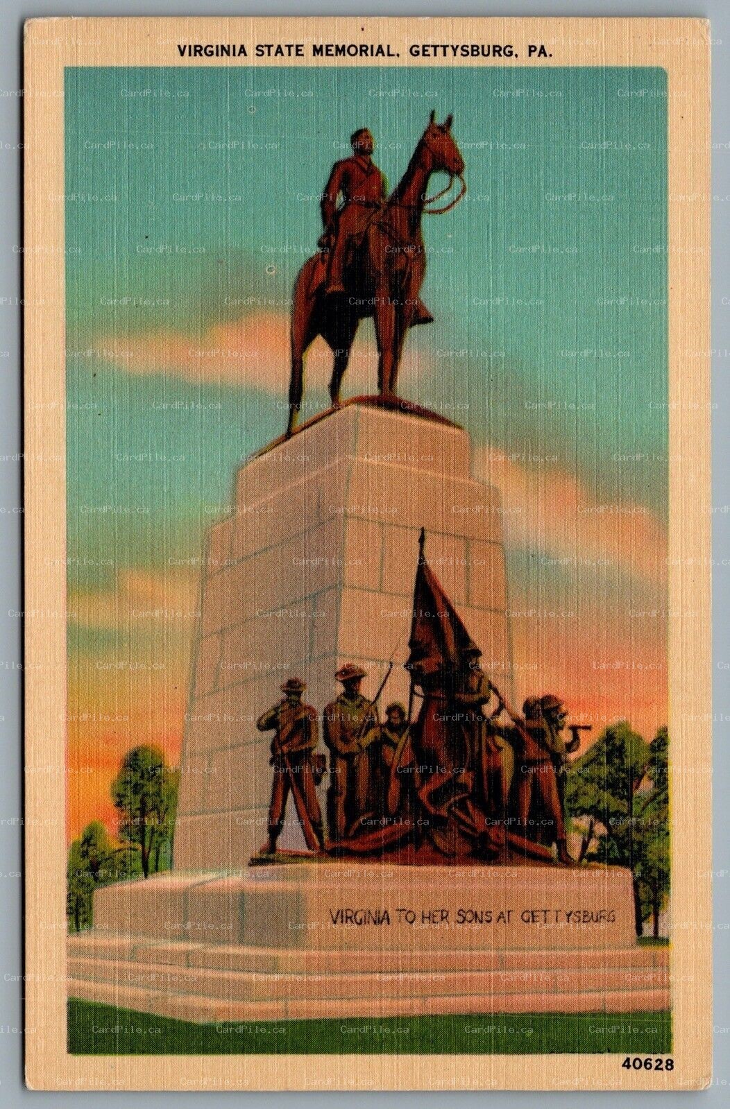 Postcard Gettysburg PA c1930s Virginia State Memorial General Lee Statue