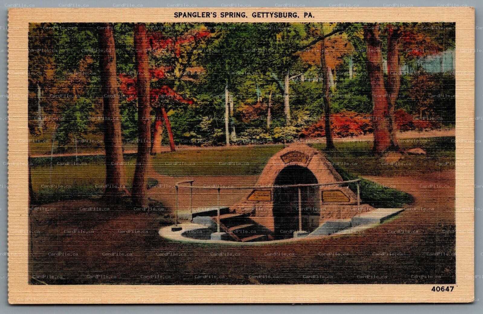Postcard Gettysburg PA c1930s Spangler’s Spring South Base of Culp's Hill
