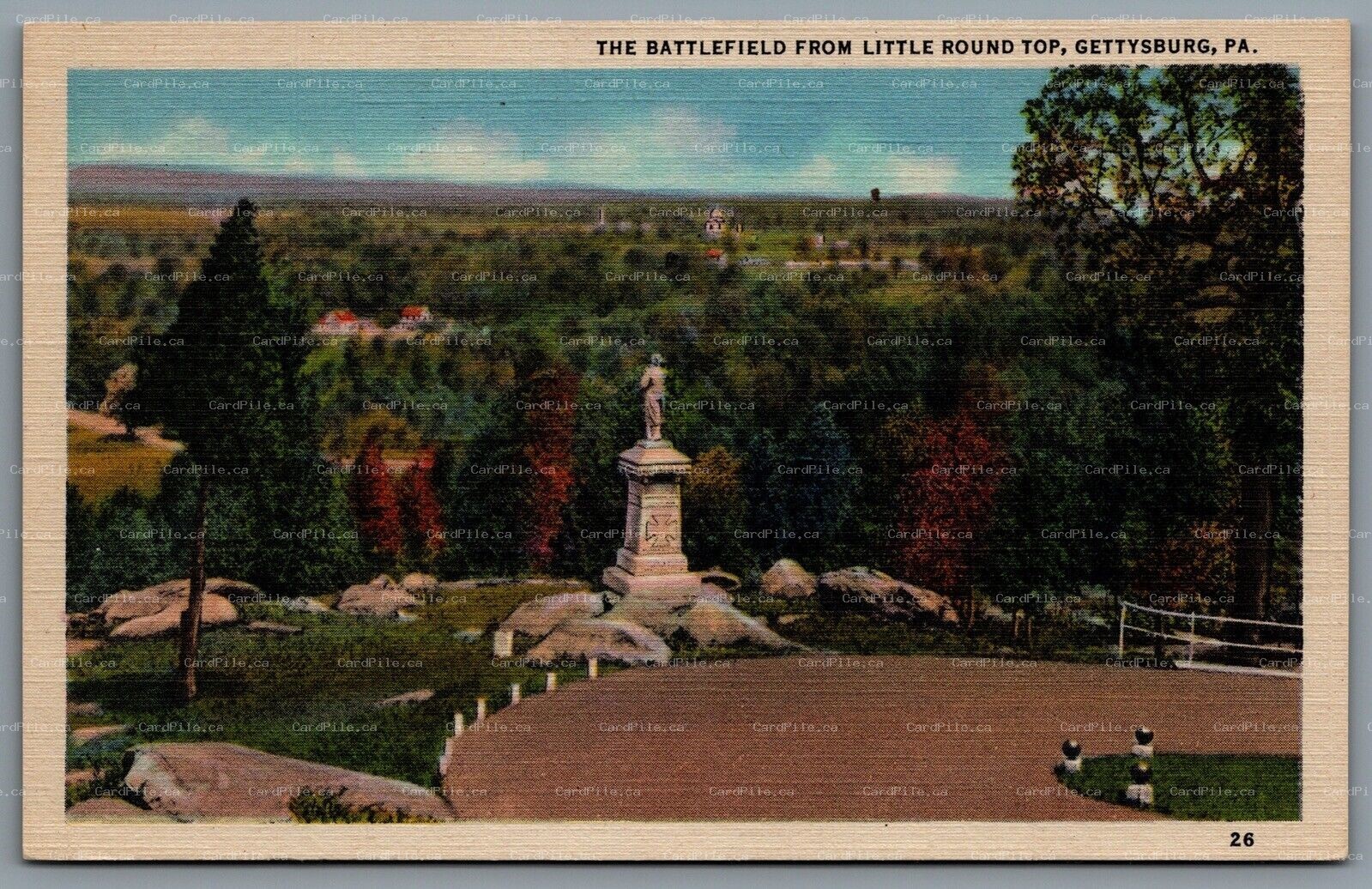 Postcard Gettysburg PA c1937 The Battlefield From Little Round Top Panorama