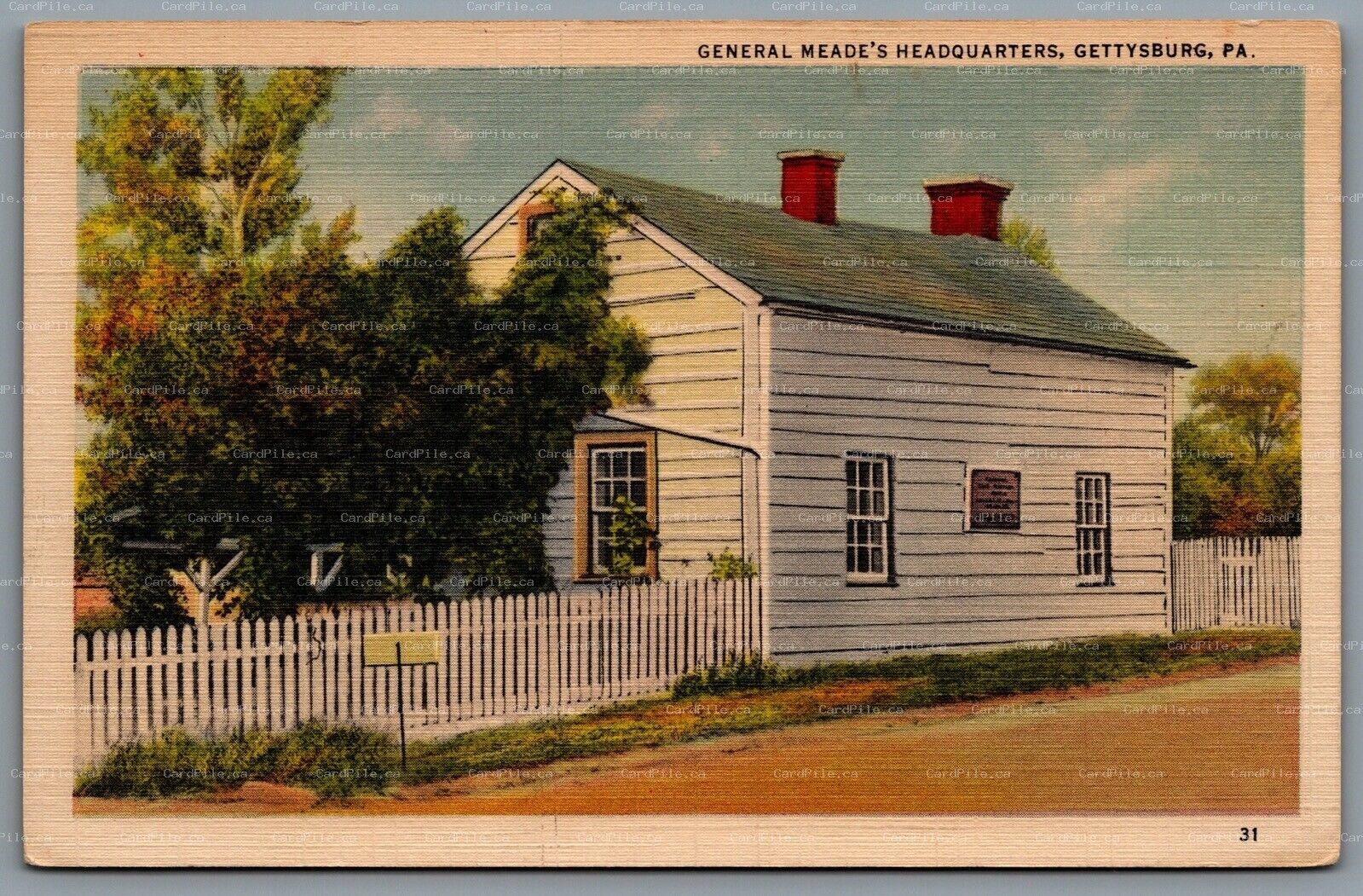 Postcard Gettysburg PA c1934 General Mead’s Headquarters U.S. Army General