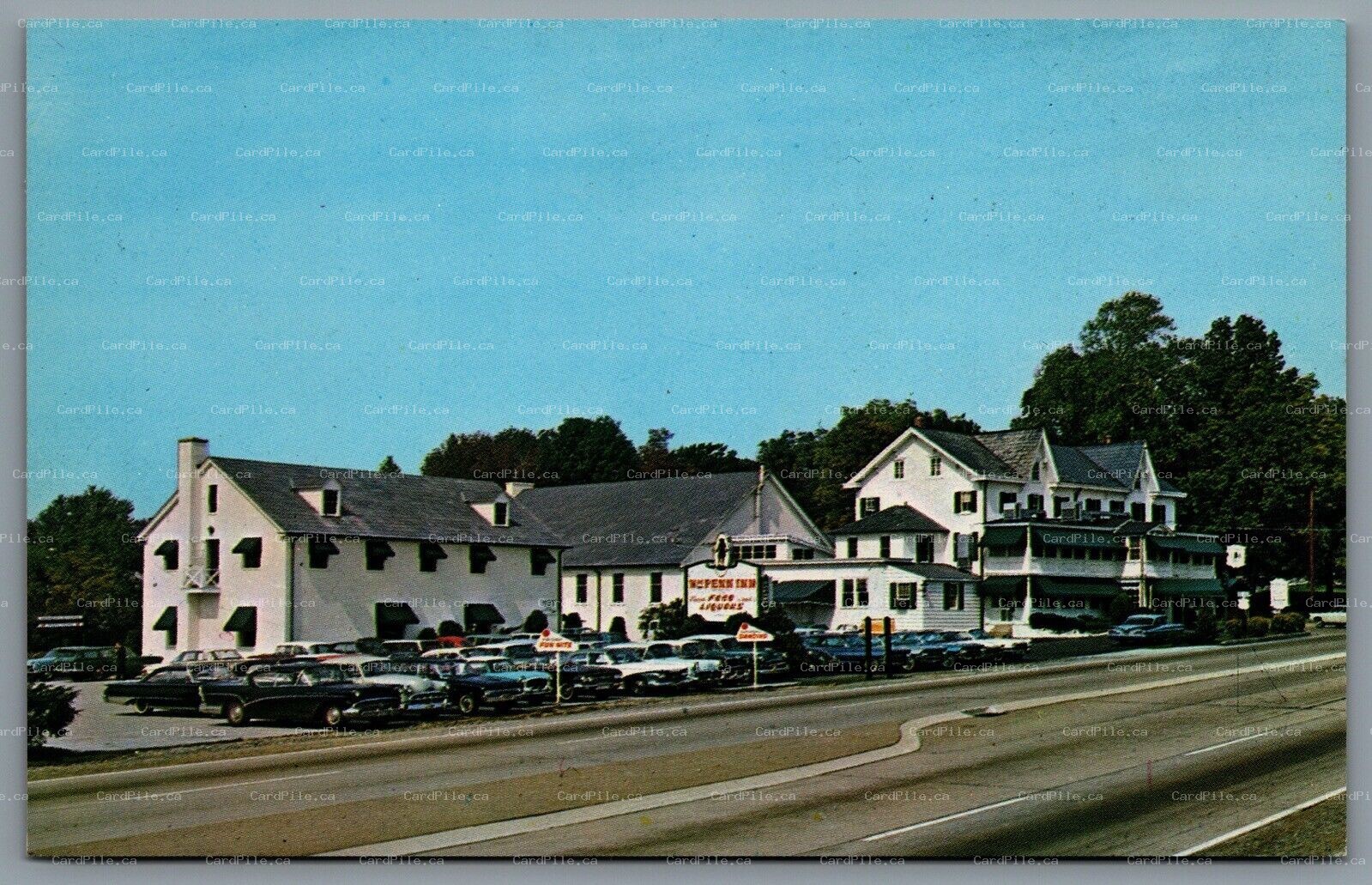 Postcard Gwynedd PA c1960s William Penn Inn Sumneytown Pike and Route 202 Cars