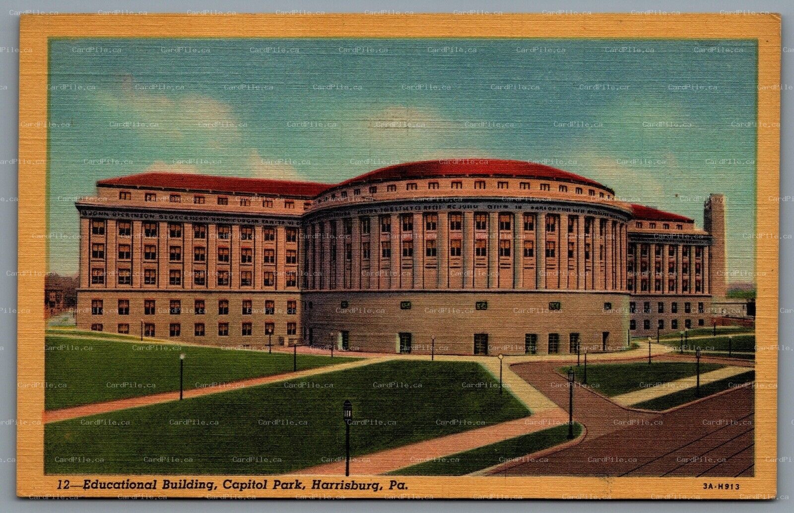Postcard Harrisburg PA c1933 Educational Building At Capitol Park Government Bld