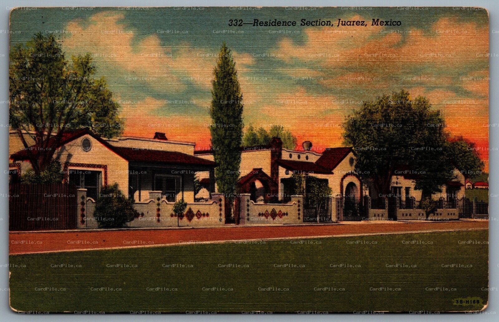 Postcard Ciudad Juárez Mexico c1954 Residence Section Linen 