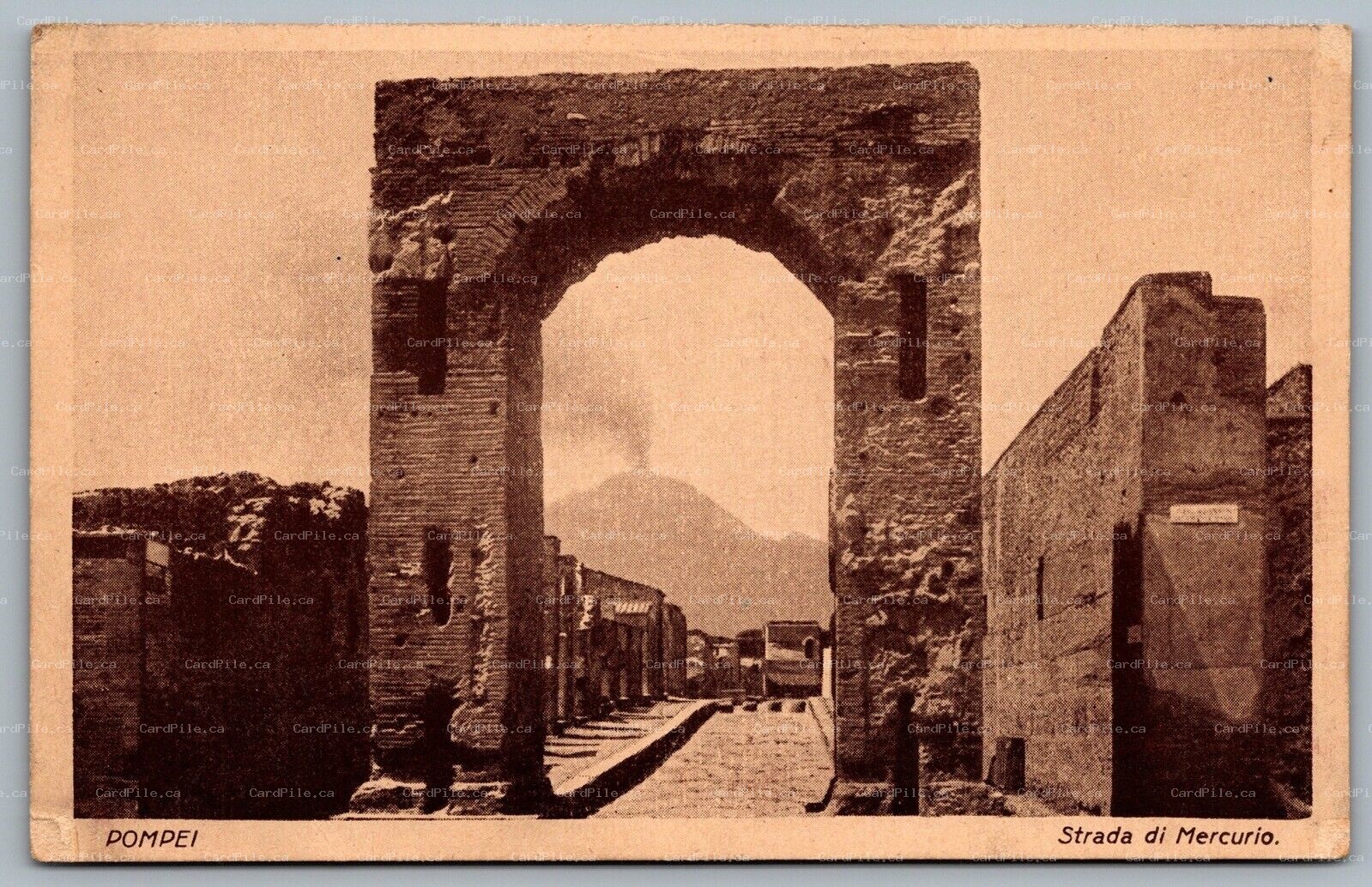 Postcard Pempei Italy c1910s Strada di Mercurio Arch of Caligula