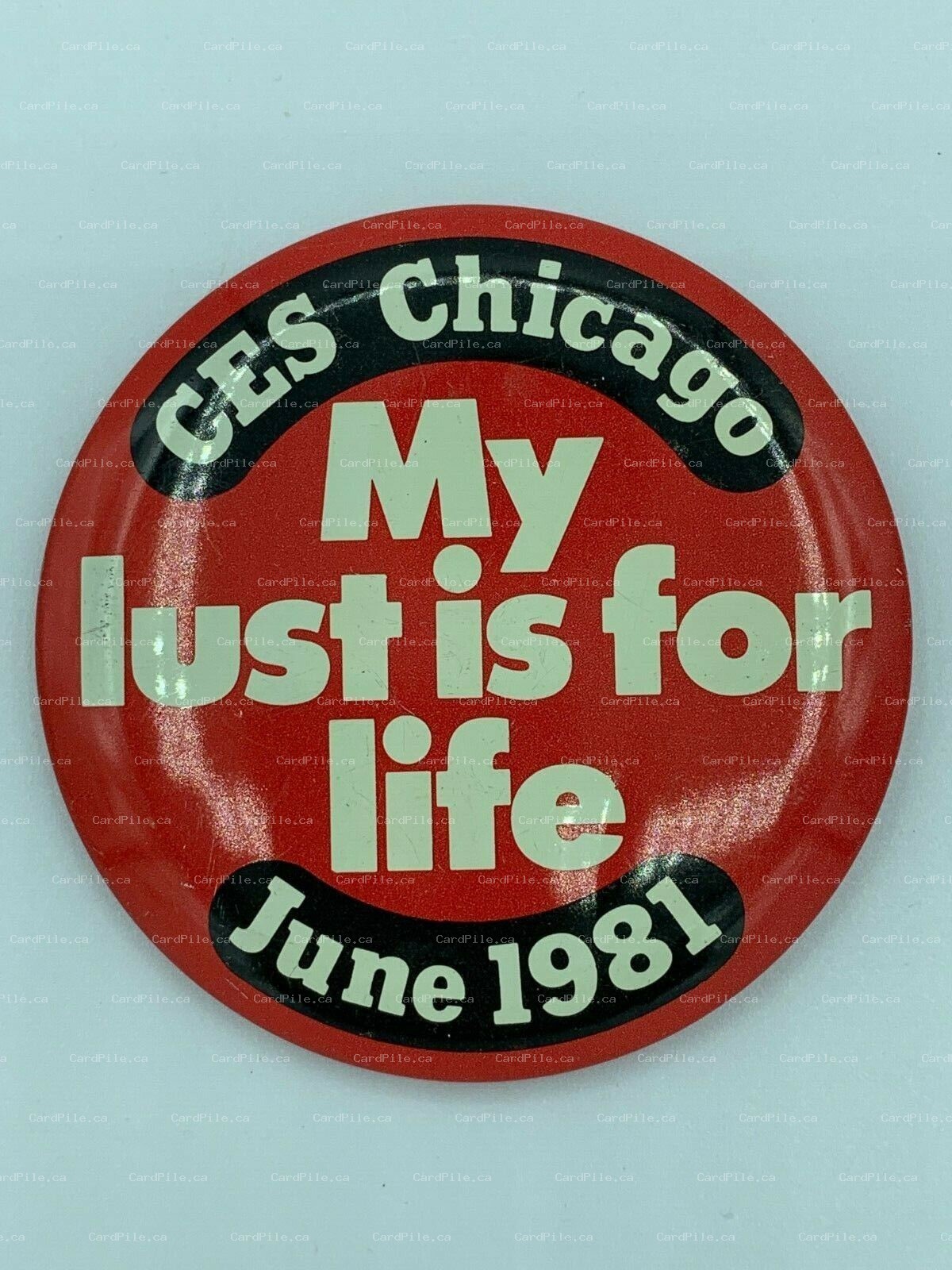 VINTAGE 1981 CES Chicago "My Lust is For Life" Pinback Button - June