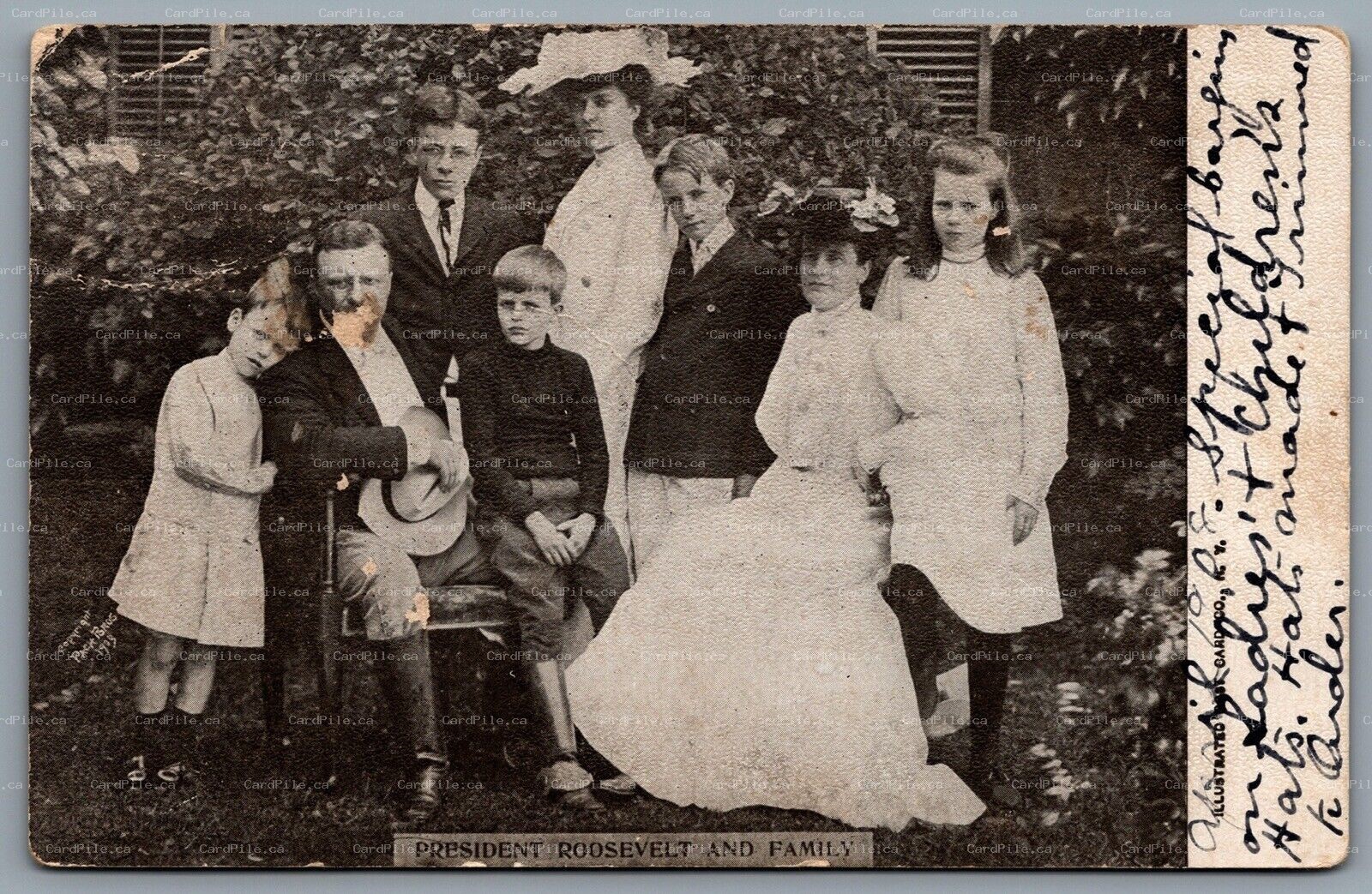 Postcard c1903 President Roosevelt and Family Copyright Pack Bros CDS Cancel