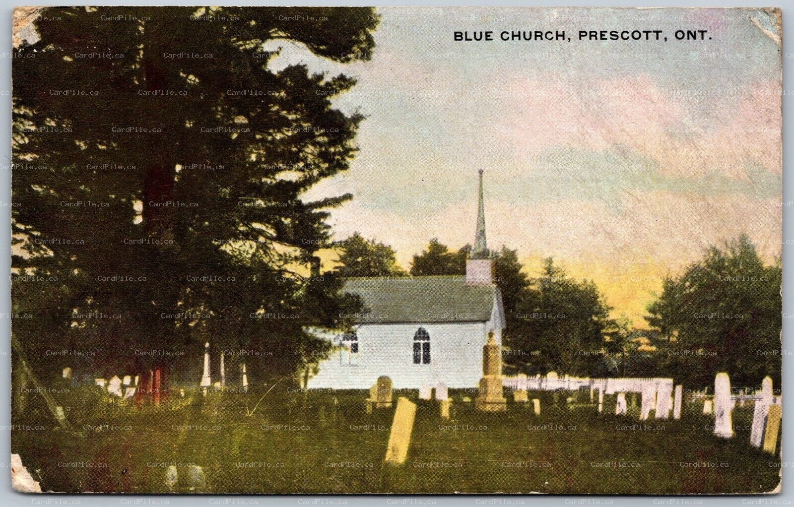 Postcard Prescott Ontario c1912 Blue Church Cemetery Leeds and Grenville County