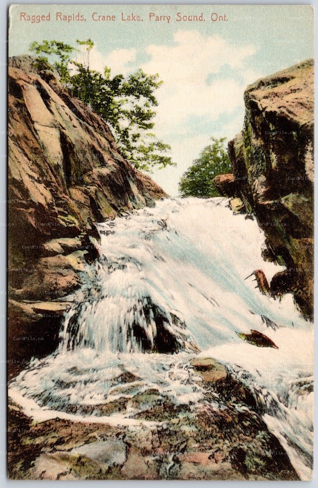 Postcard Parry Sound Ontario c1910s Ragged Rapids Crane Lake Scenic View