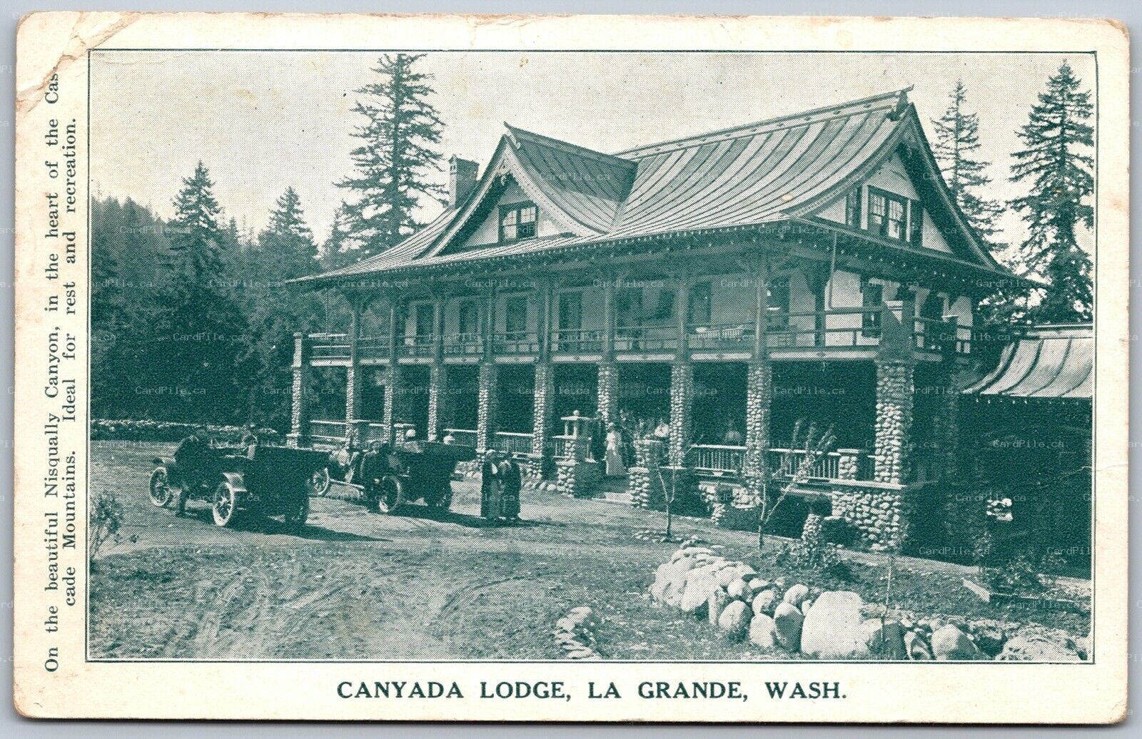 Postcard La Grande Washington c1917 Canyada Lodge Pierce County Advertisement