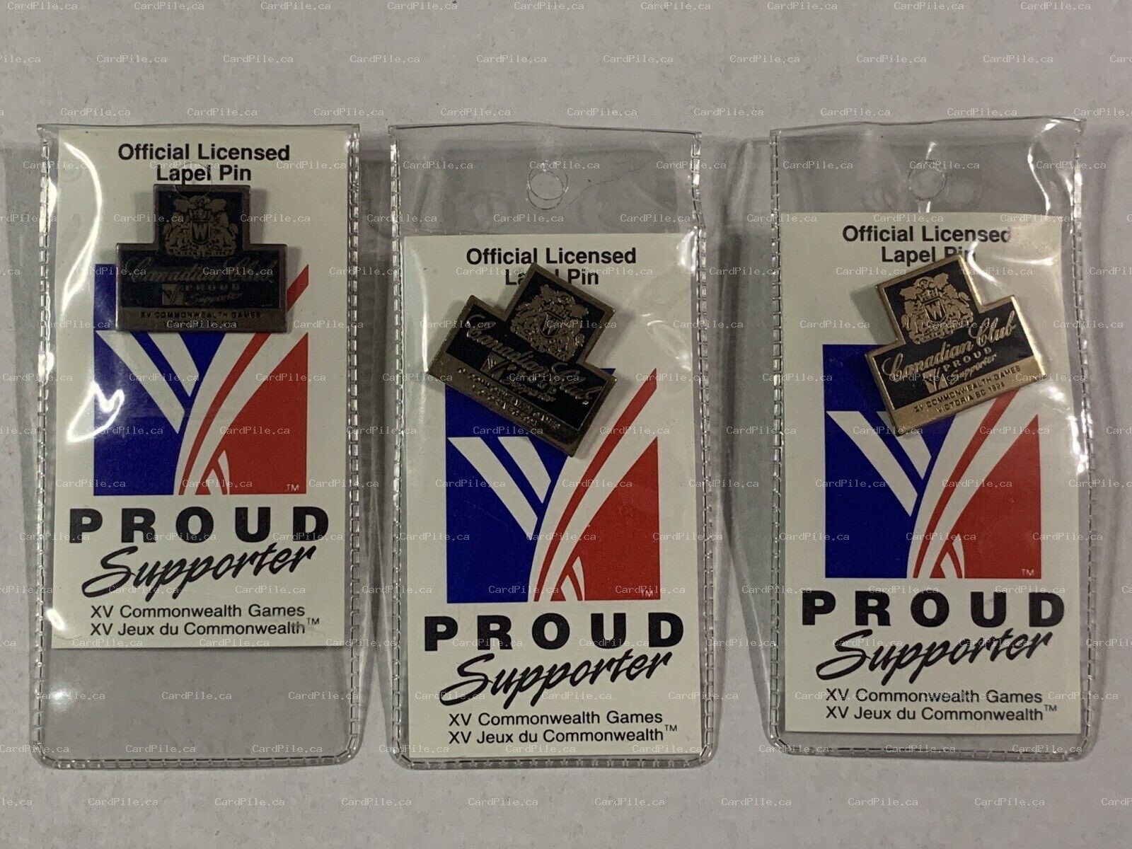 NOS 3x 1994 Canadian Club XV Commonwealth Games Victoria BC - Whiskey Lapel Pin