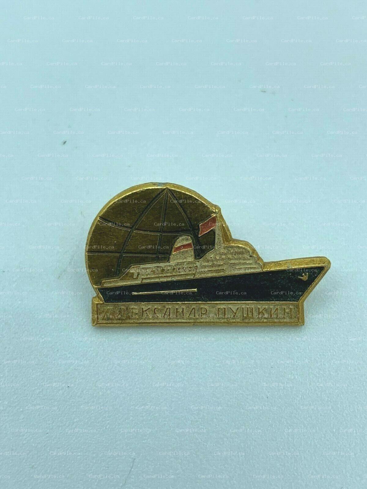 VINTAGE 1960s Russian Alexander Pushkin Александр Пушкин Ship Lapel Pin Nautical