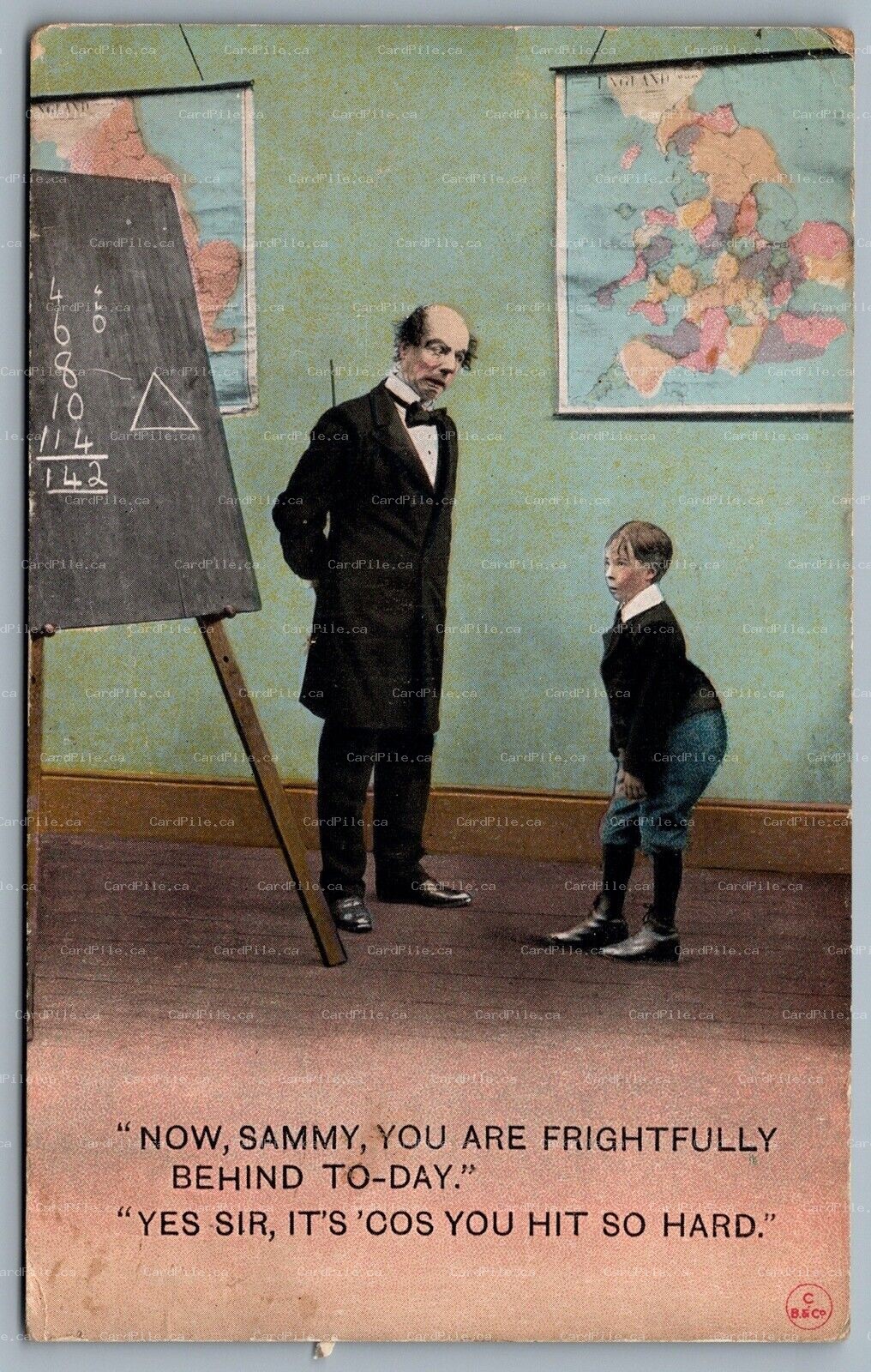 Postcard Comic c1911  Now Sammy, You are Freighfully Behind Today...