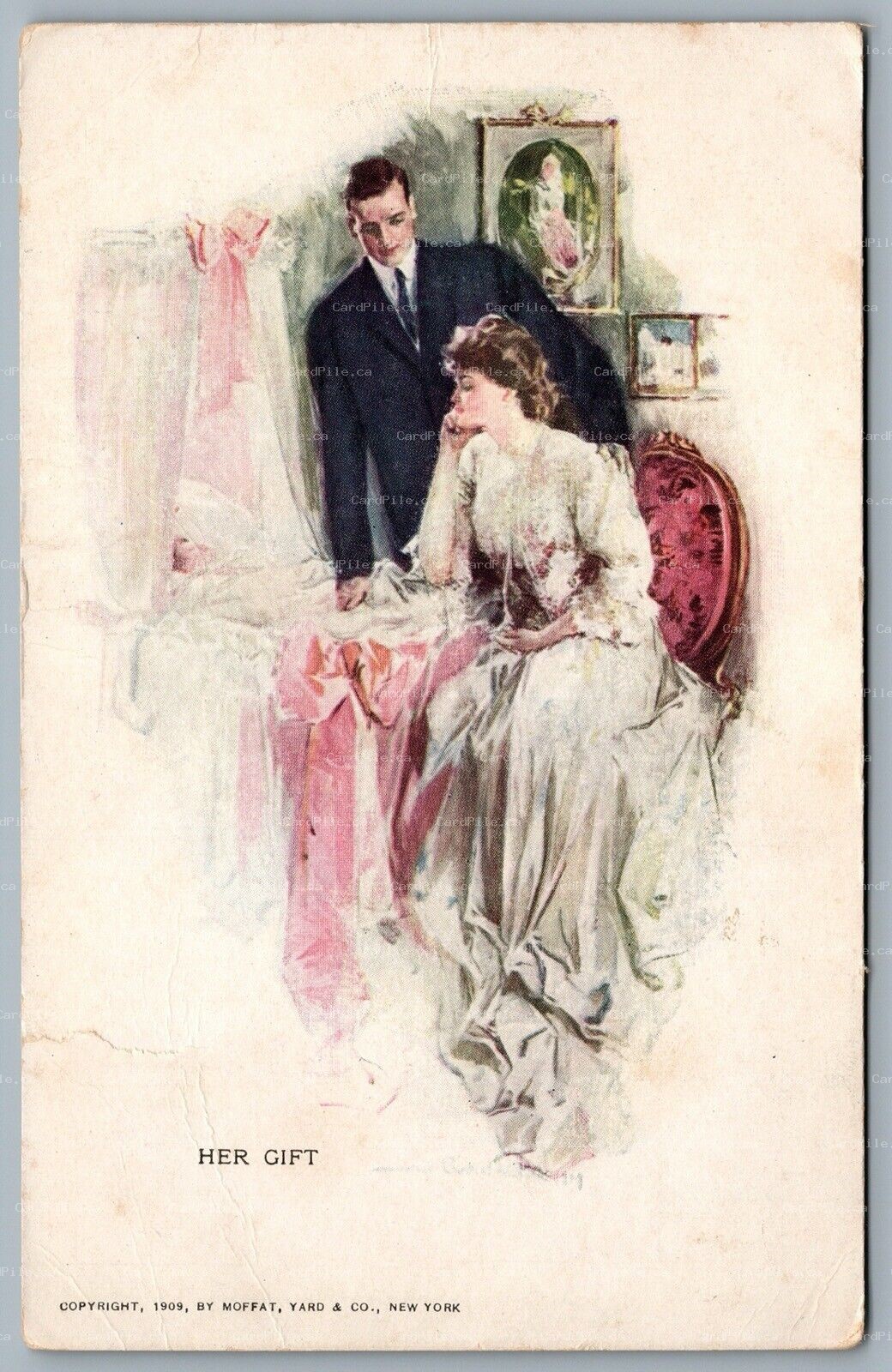 Postcard 1909 Artist Signed Howard Chandler Christy Her Gift