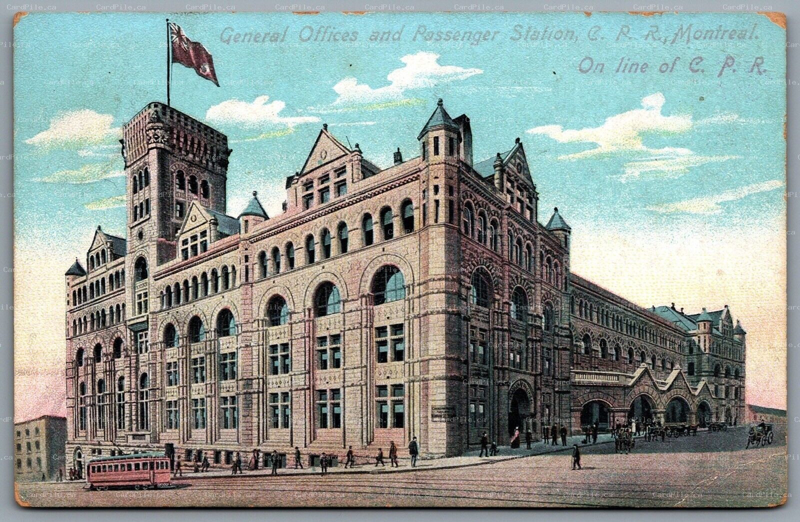 Postcard Montreal PQ c1909 General Offices and Passenger Station CPR Railroad