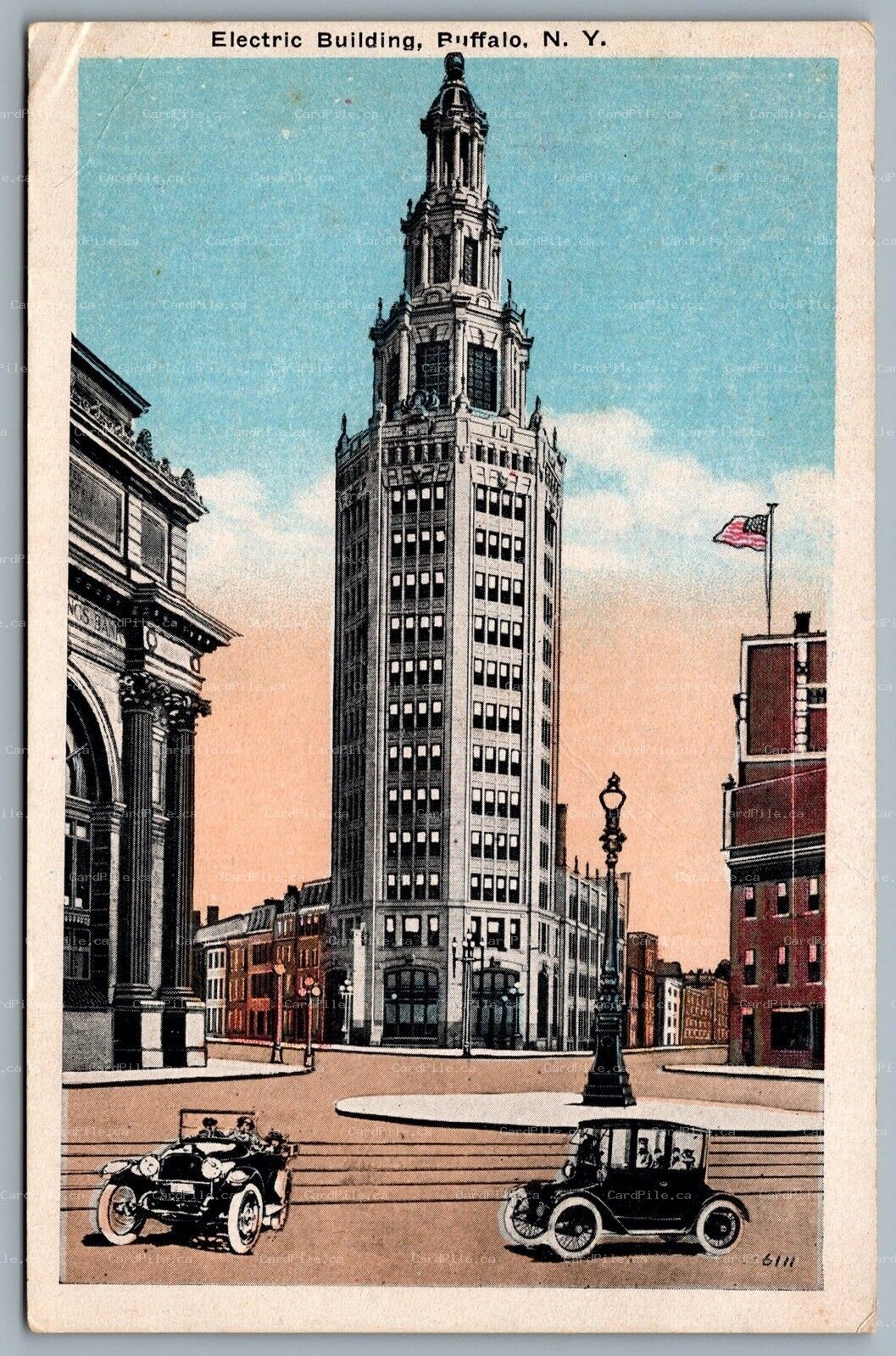 Postcard Buffalo NY c1910s Electric Building Washington Street