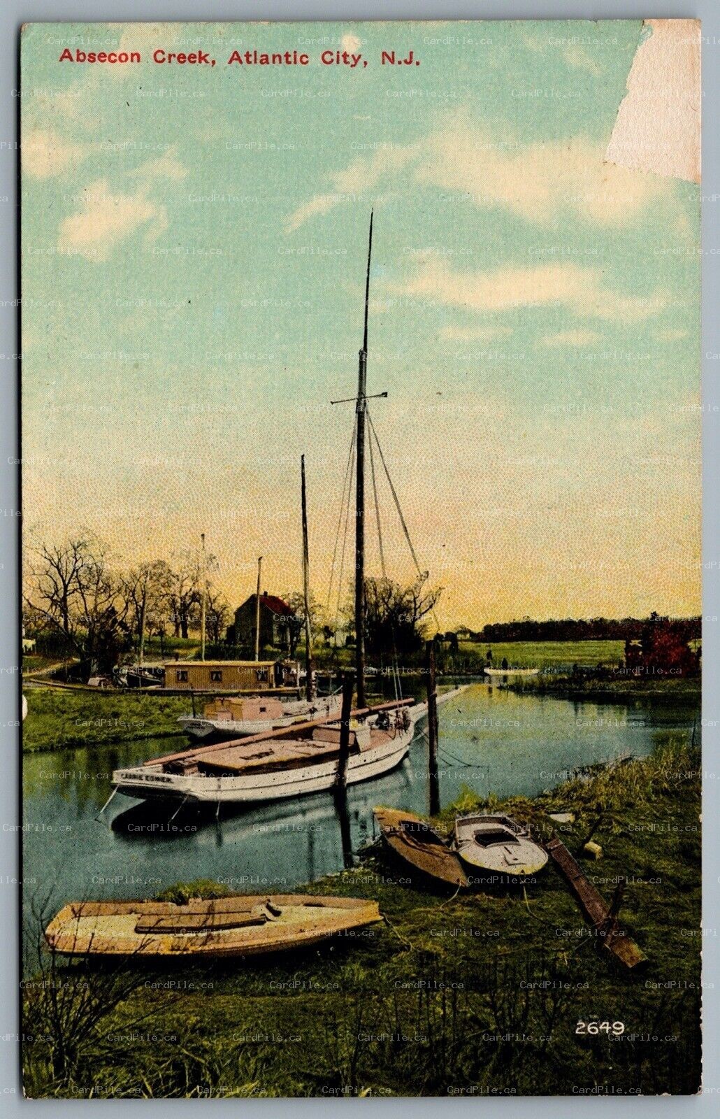 Postcard Atlantic City NJ c1910s Absecon Creek Boats Canoes